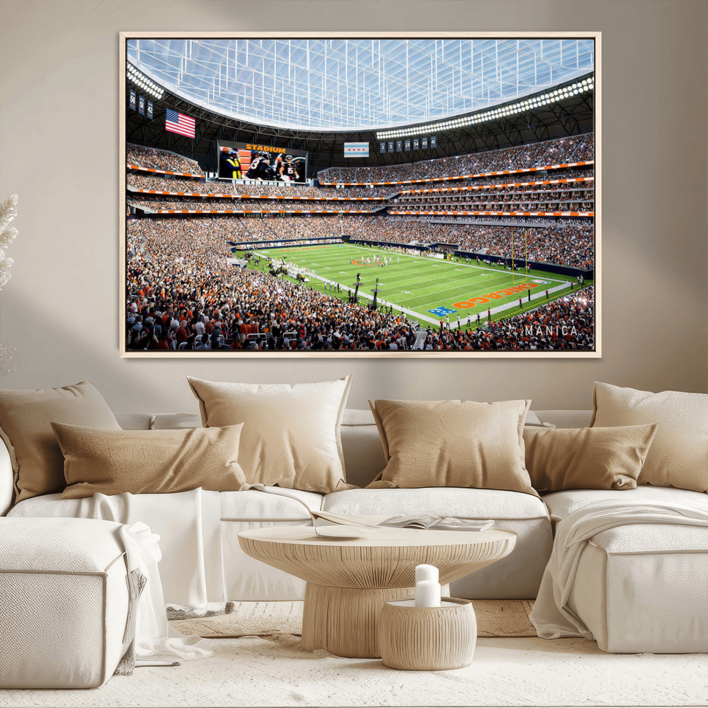 -Chicago Bears Soldiers Field Wall Art Canvas Print – Framed Football Stadium Artwork for Home, Office, Living Room