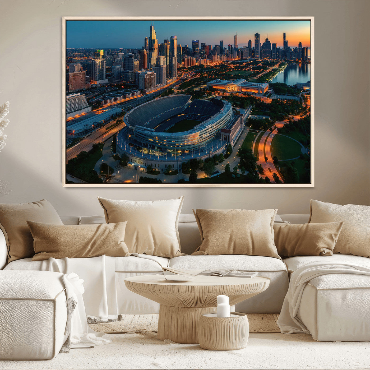 -Chicago Bears Soldiers Field Wall Art Canvas Print – Framed Football Stadium Artwork for Home, Office, Living Room
