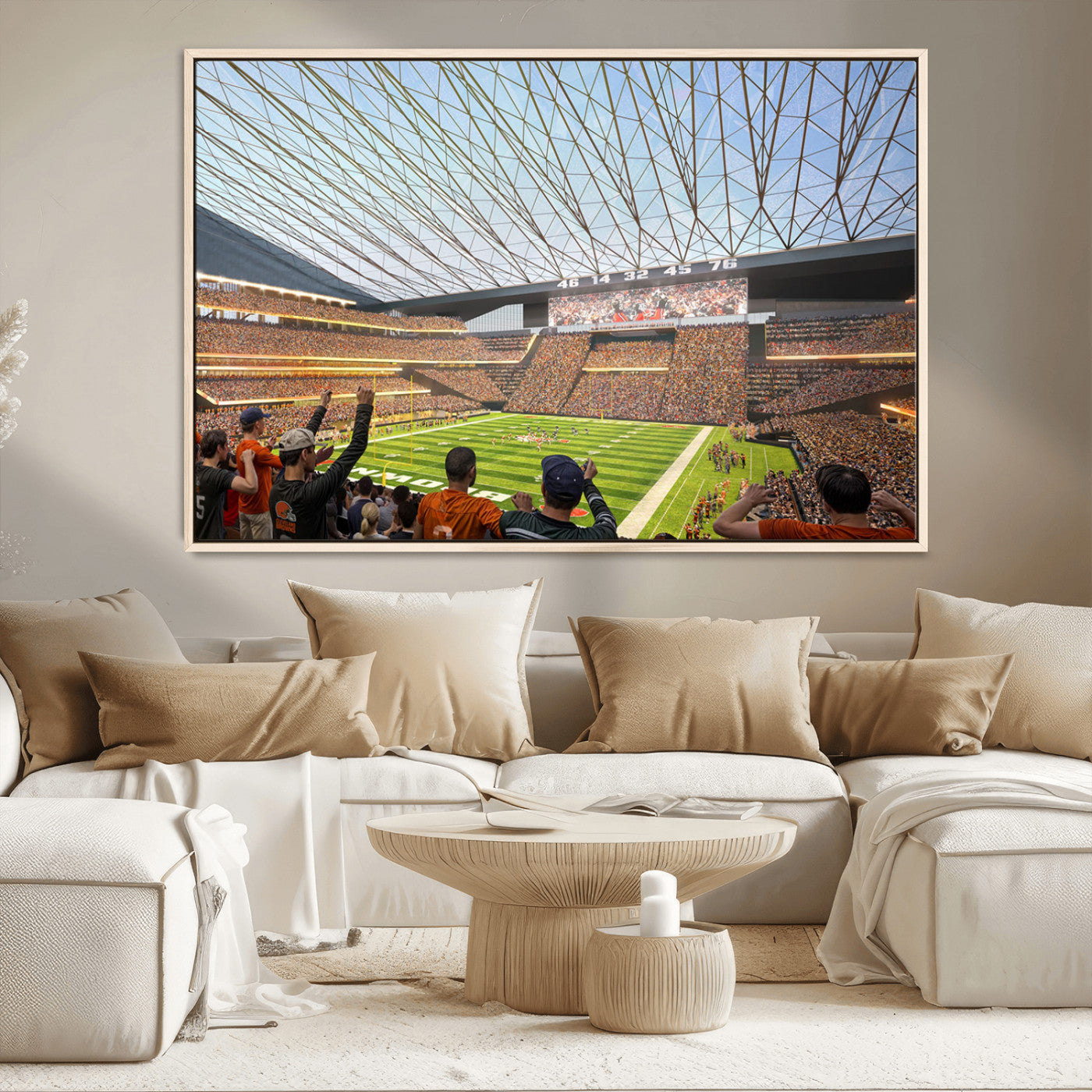 -Cleveland Browns Stadium Wall Art Canvas Print – Framed NFL Football Arena Artwork for Home, Office, Living Room