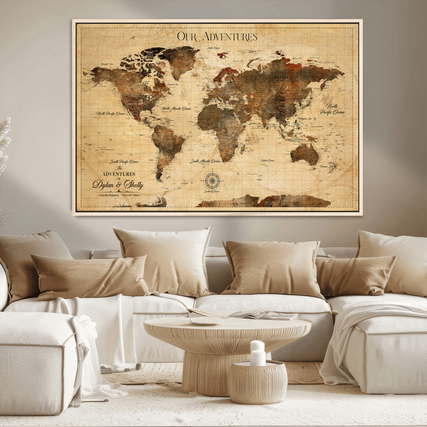 -Pastel Ocean Wall Art Canvas Print, Framed Soft Sunset Art Picture Print, Calm Sea Perfect