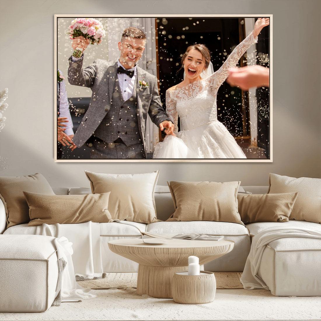 Photo Grid with Number Canvas Print – Personalized Birthday or Anniversary Photo Collage