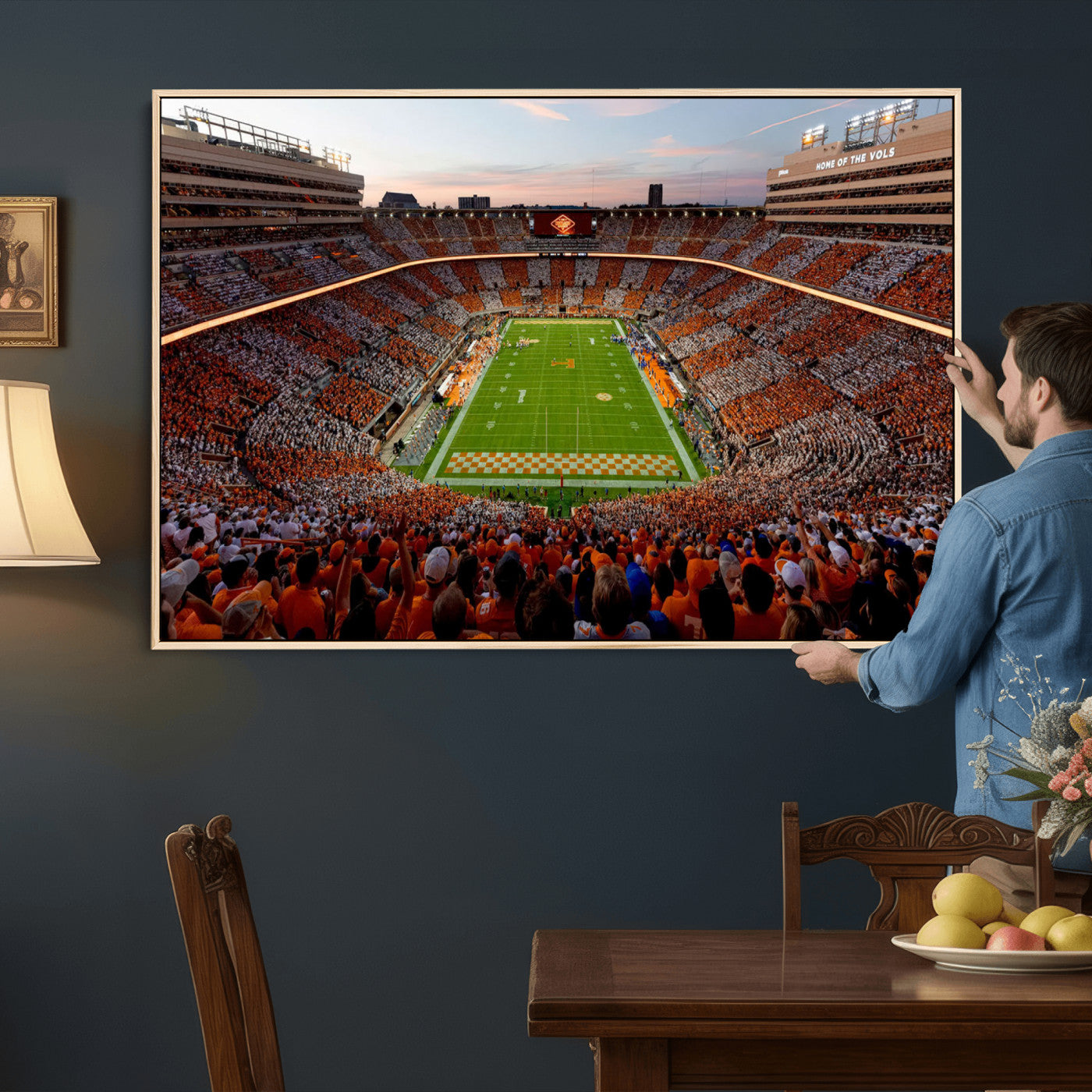 37160229-MGV-CV-36X24 - Tennessee Neyland Stadium Wall Art, Sports Arena Canvas Print, Panoramic Stadium Canvas Artwork for Home, Office