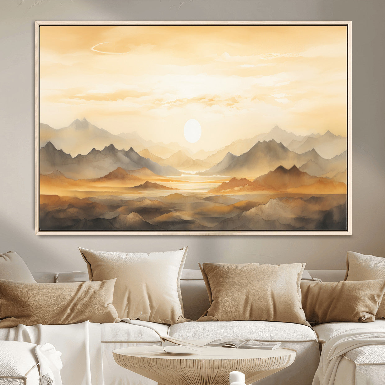 Nihat1-29-MGV-CV-36X24-Sepia Color Abstract Mountain Wall Art Canvas Print