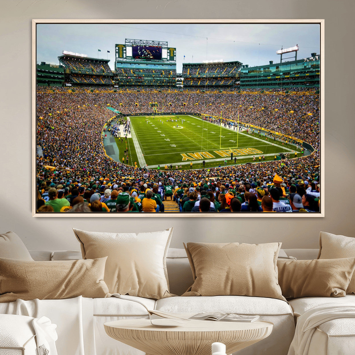 GBP101-MGV-FC-36X24 - Green Bay Packers Lambeau Field Stadium Wall Art Canvas Print, Iconic NFL Football Stadium Artwork, Wisconsin Sports Home Decor