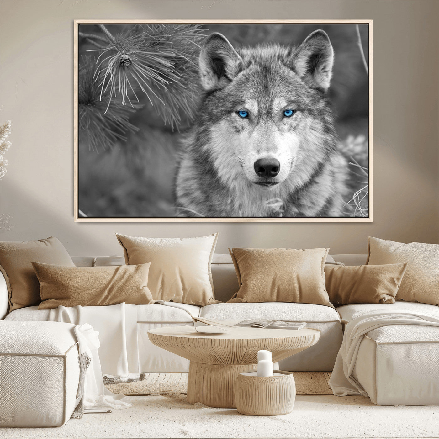 -Wild Wolf Blue Eye Wall Art Canvas Print