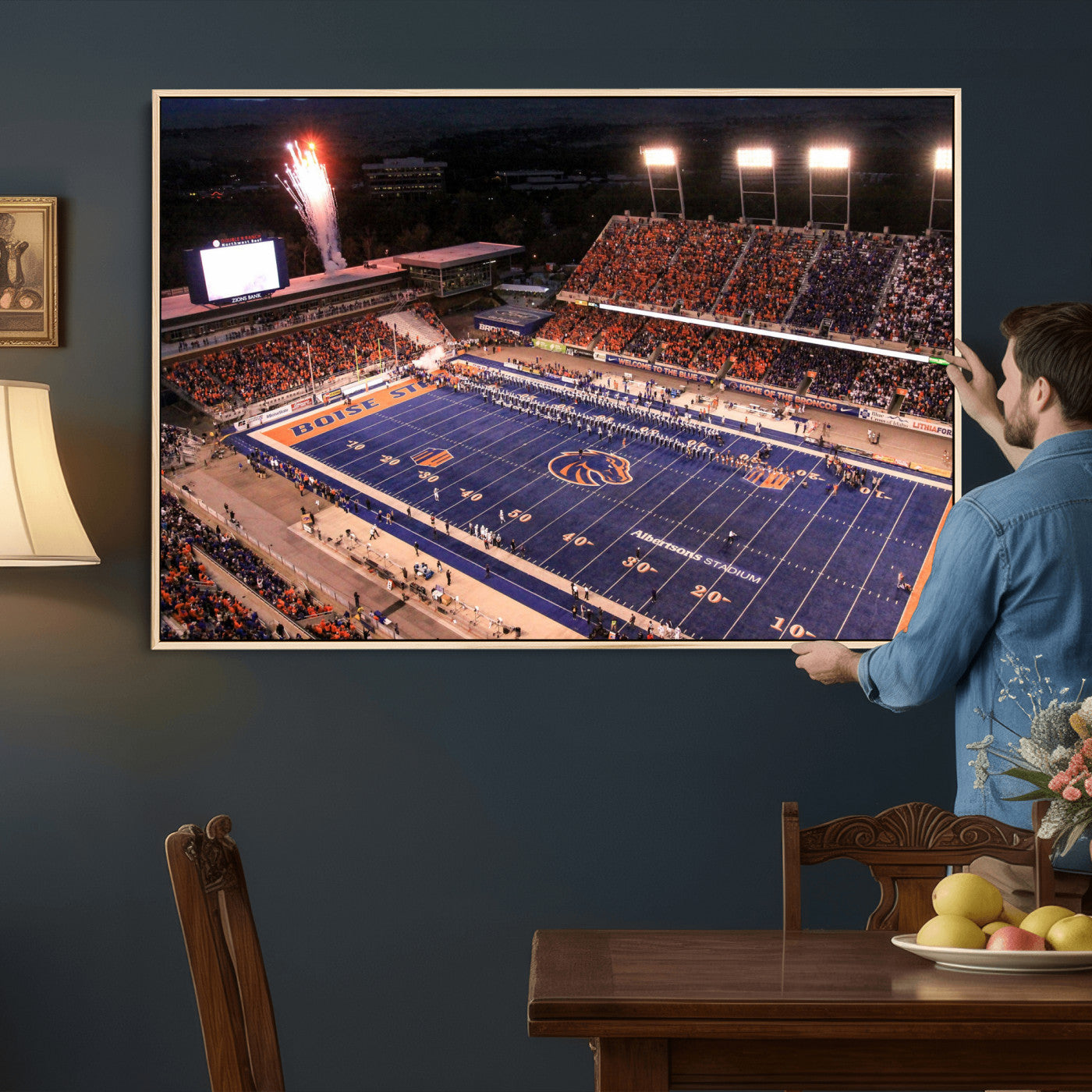 58849575-MGV-CV-36X24 - Boise State Stadium Large Wall Art Canvas Print for Living Room Office Wall Decor