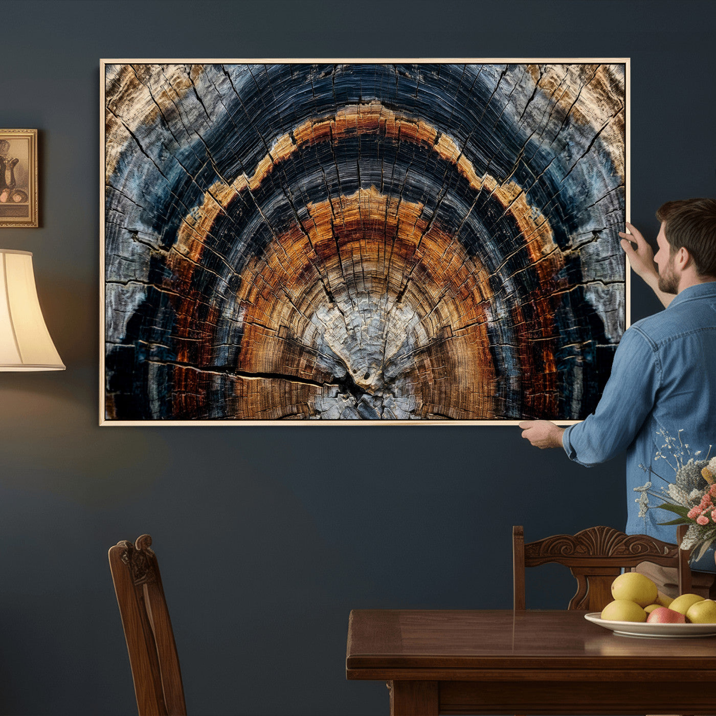 92693966A-MGV-CV-36X24 - Abstract Wood Grain Canvas Print, Tree Ring Pattern Wall Art, Framed Canvas Ready to Hang