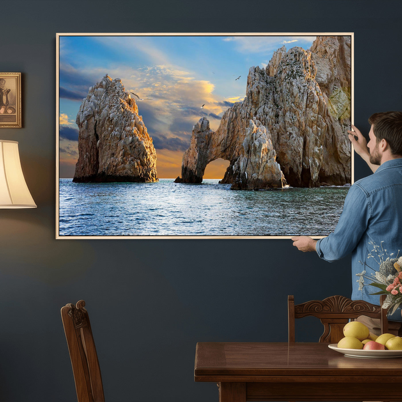 63505689-MGV-CV-36X24 - El Arco Cabo San Lucas Ocean Arch Wall Art Canvas Print, Baja California Rock Arch Seascape Canvas Print, Mexico Coastal Landmark Scenic Art Printing