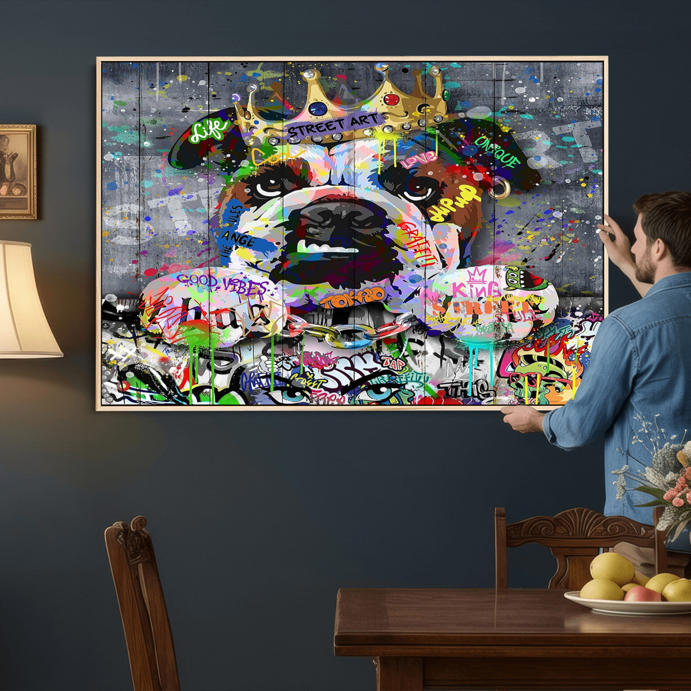 45209731-MGV-CV-36X24 - Dog Wall Decor for Teen Bedroom Decor - Graffiti Animal Canvas Wall Art for Teen Room Decor - Abstract Wall Painting Ready to Hang