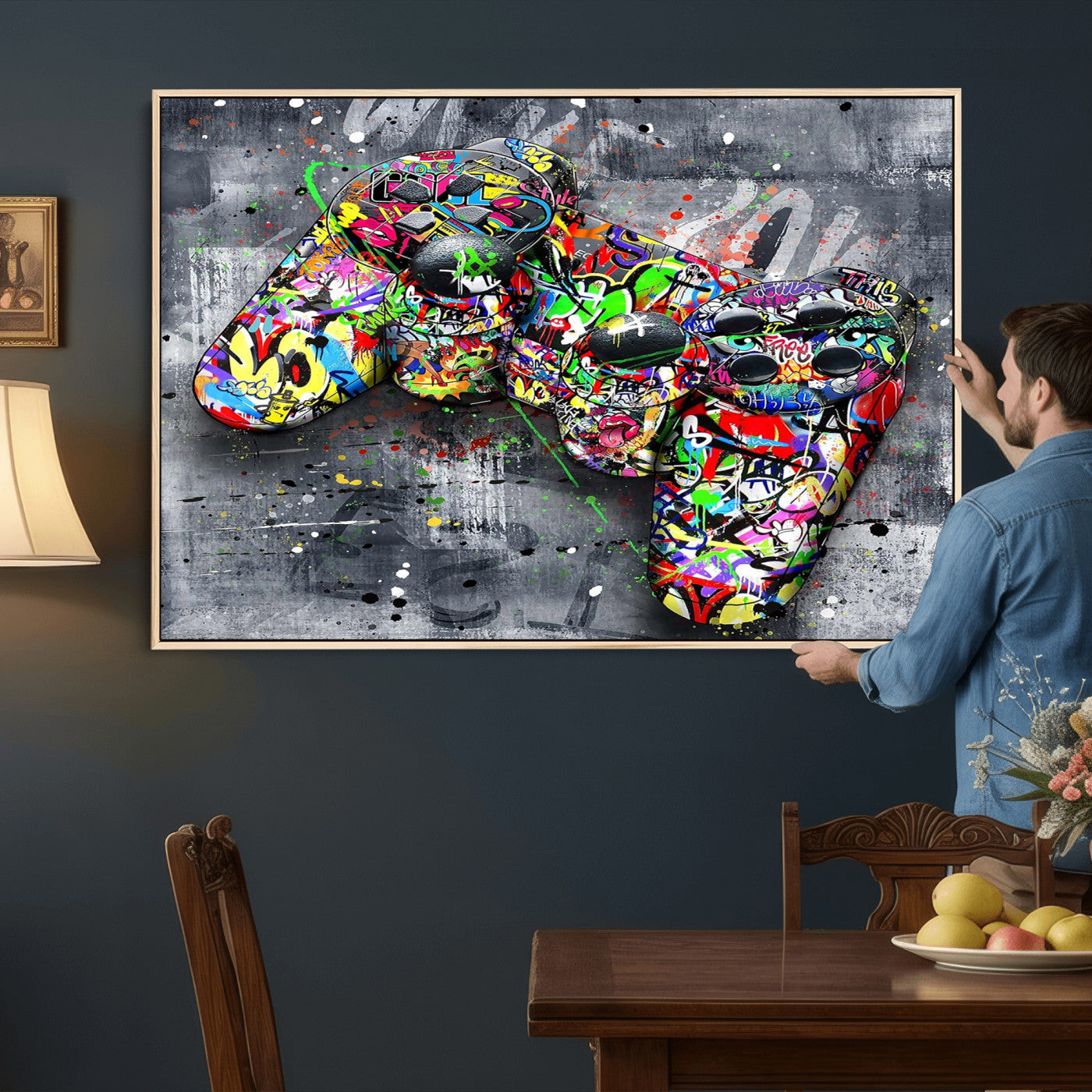 42929610-MGV-CV-36X24 - Graffiti Canvas Wall-Art For Bedroom - Gaming Wall Art For Teen Boys - Abstract Painting Pop Art Modern Home Wall Decor Ready to Hang