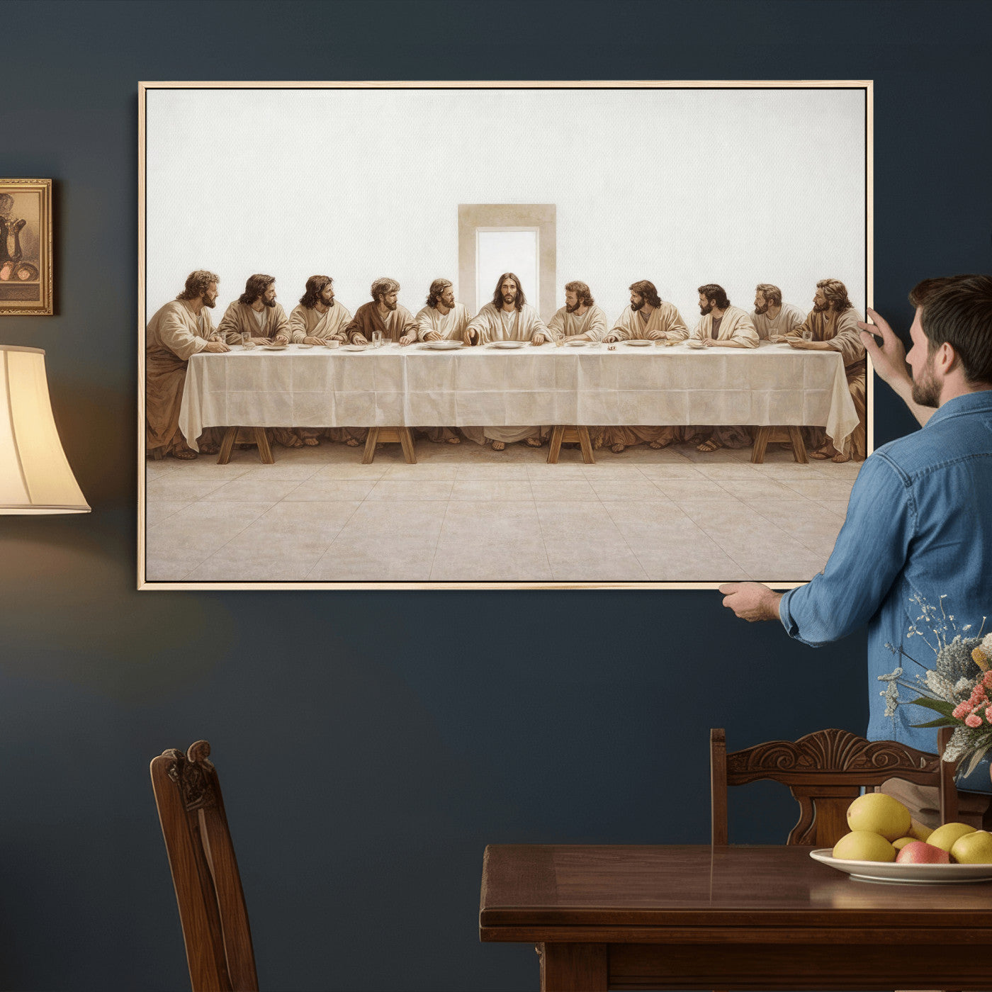 76380069-MGV-CV-36X24 - The Last Supper Wall Art Canvas Print, Jesus Christ Biblical Scene Canvas Print, Christian Religious Artwork for Church Living Room Decor