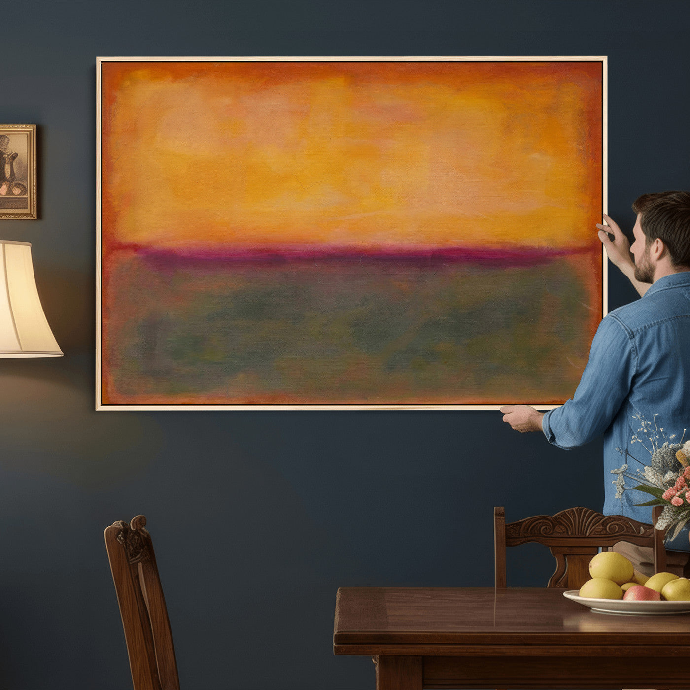 21628300-MGV-CV-36X24 - Abstract Color Field Wall Art Canvas Print, Framed Minimalist Horizon Artwork for Living Room Bedroom Office