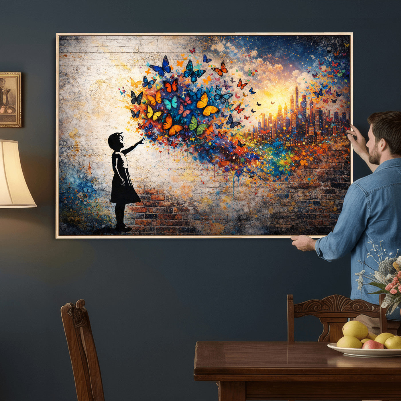 21540821-MGV-CV-36X24 - Banksy Girl Wall Art Canvas Print for Living Room Decor