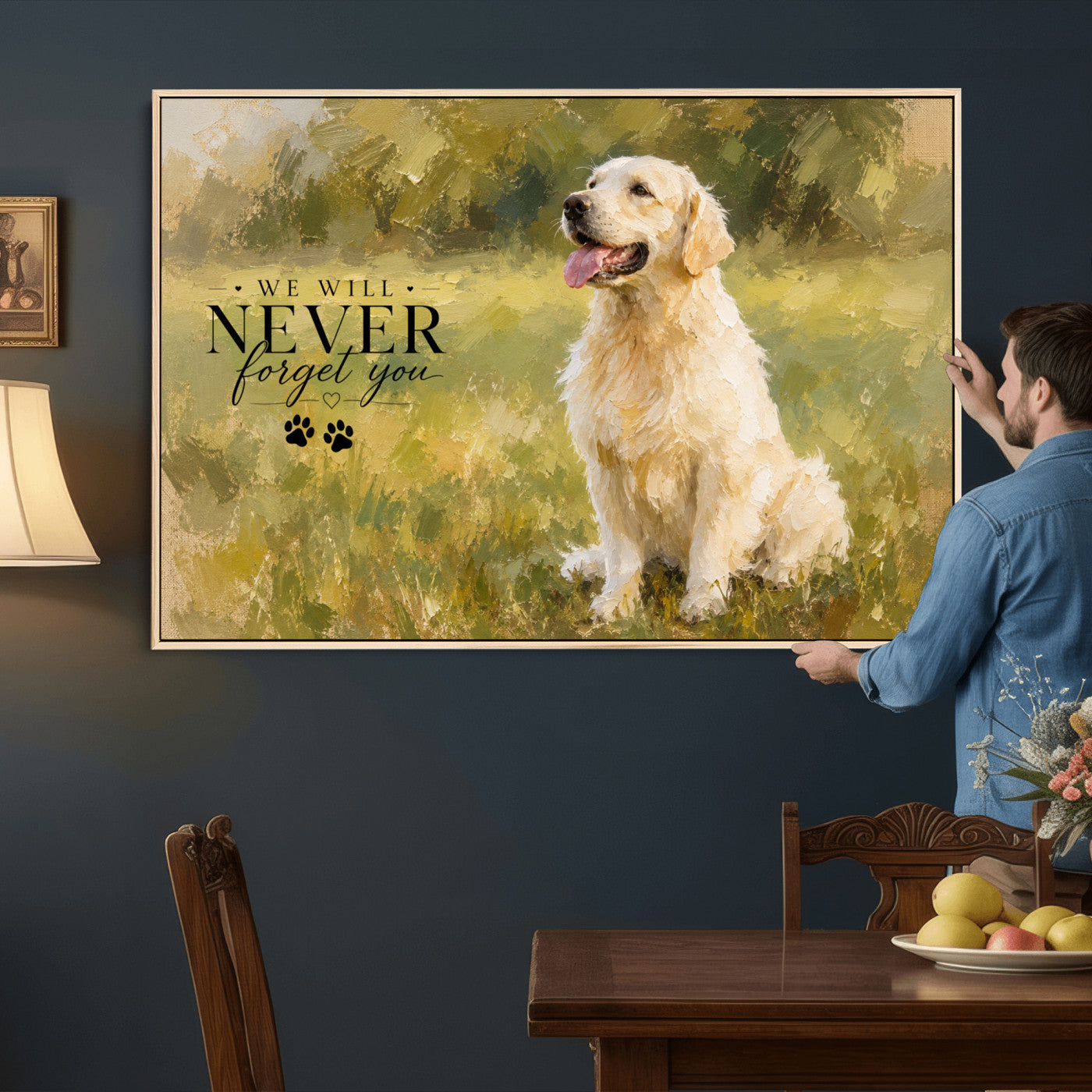 38460512P1-MGV-CV-36X24 - Oil Paint Style Pet Memorial Wall Art Canvas Print, Custom Dog Memorial Portrait, Personalized Angel Pet Loss Gift, Angel Wings Puppy Print