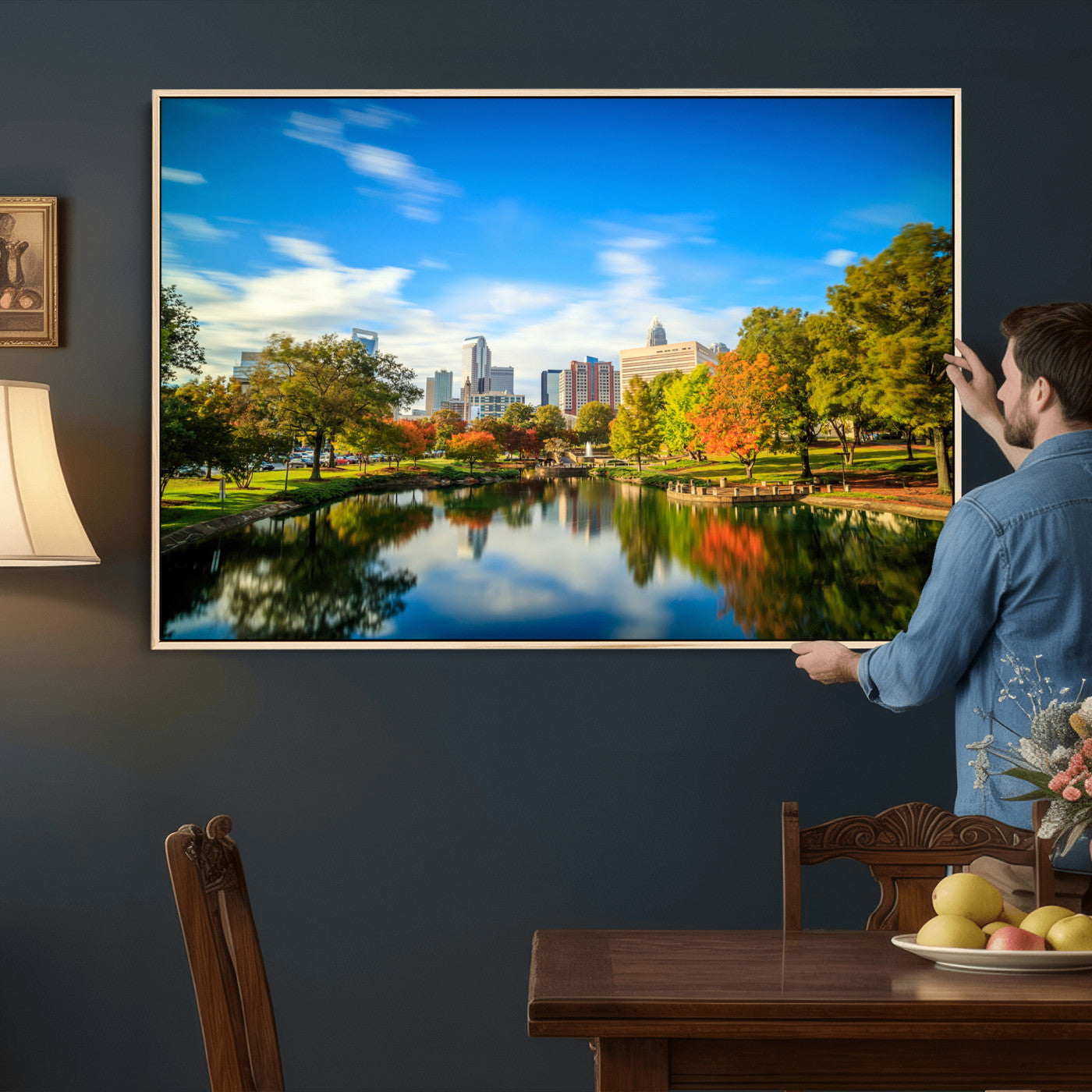 83254720-MGV-CV-36X24 - Charlotte Skyline Canvas Wall Art Print – North Carolina Cityscape Photography Print