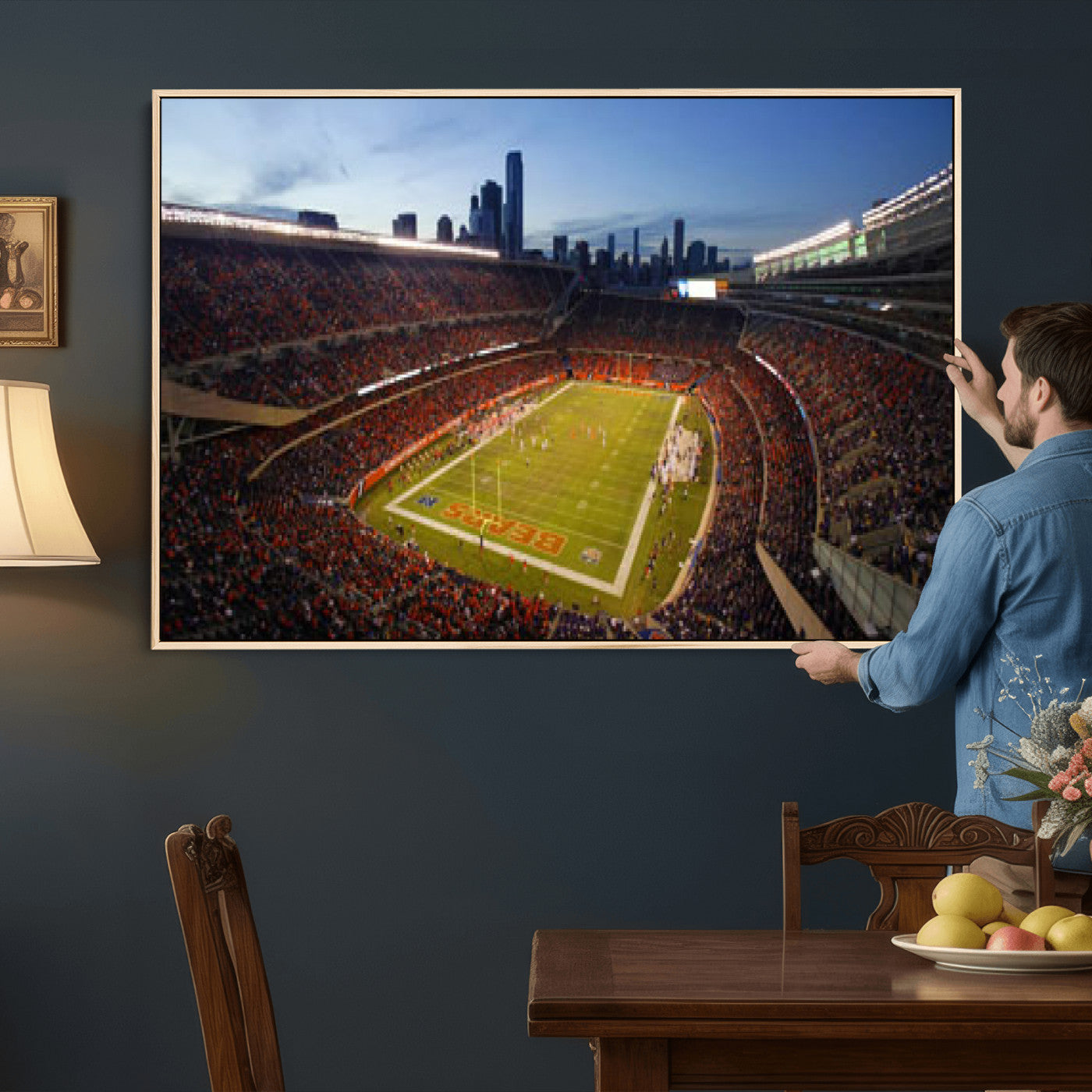 50691720-MGV-CV-36X24 - Chicago Bears Soldier Field Canvas Wall Art, NFL Stadium Panorama Print, Football Arena Photography for Sports Fans