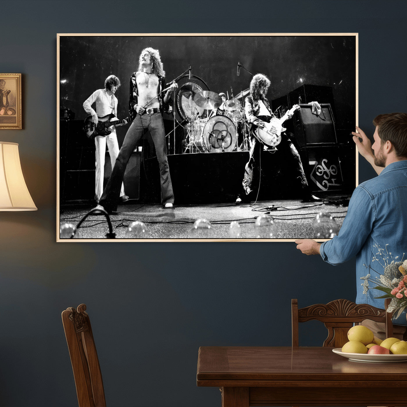 87313532-MGV-CV-36X24 - ed Zeppelin Live Concert Canvas Wall Art, Classic Rock Band Photography Print, Vintage Music Stage Performance Artwork