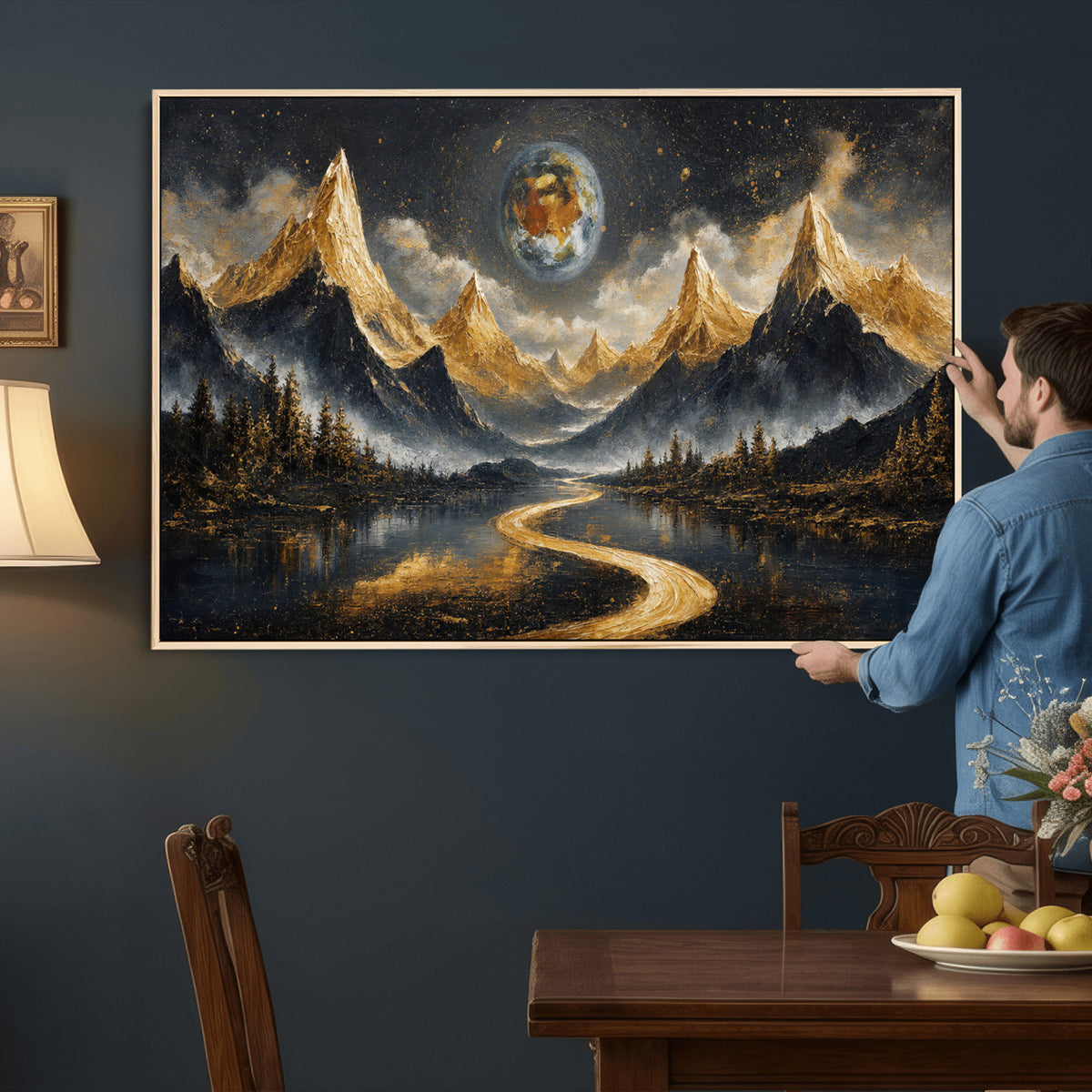 34202127-MGV-CV-36X24 - Abstract Mountain Wall Art Canvas Print Modern Landscape Painting Print