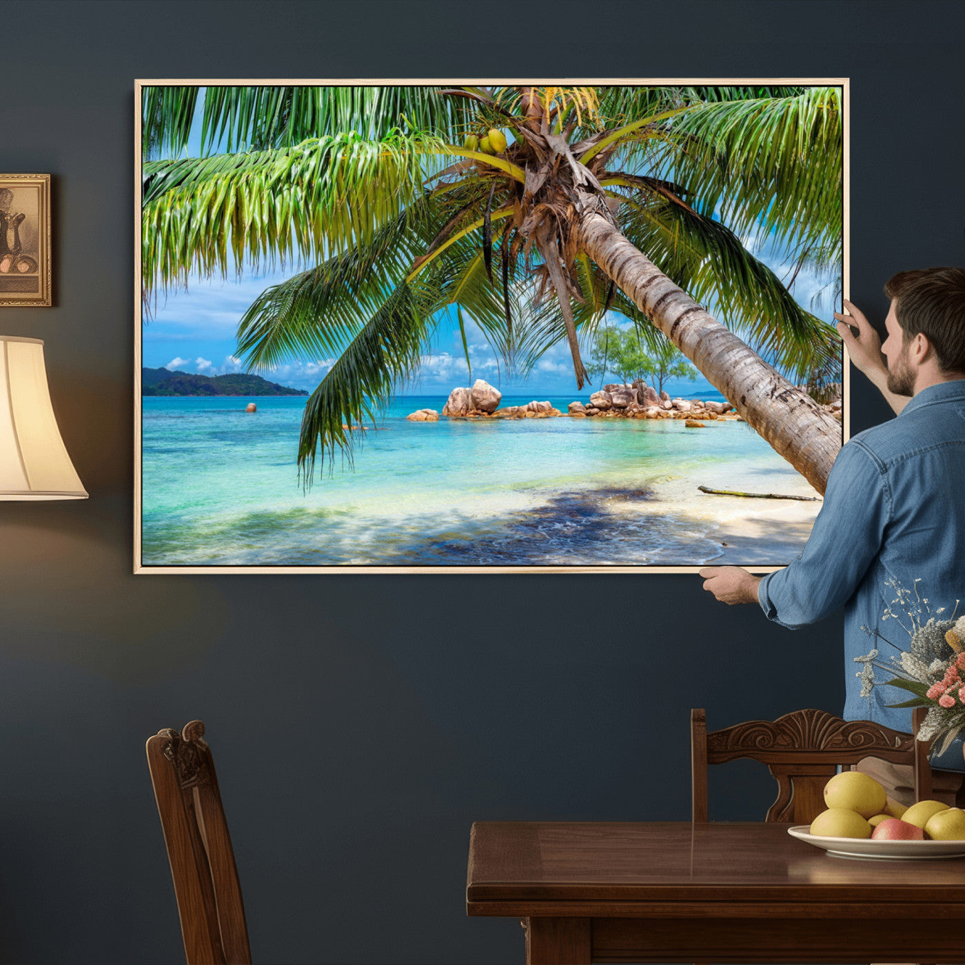 86824715-MGV-CV-36X24 - Seychelles Beach Canvas Wall Art - Anse Volbert Praslin Island Print