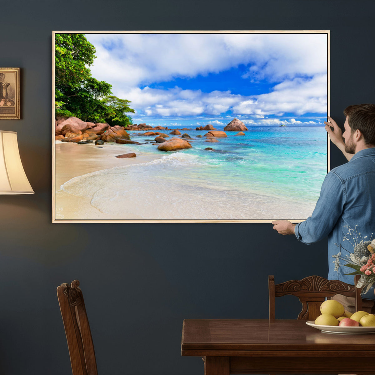 81980382-MGV-CV-36X24 - Seychelles Beach Canvas Wall Art - Anse Intendance Turquoise Ocean Print