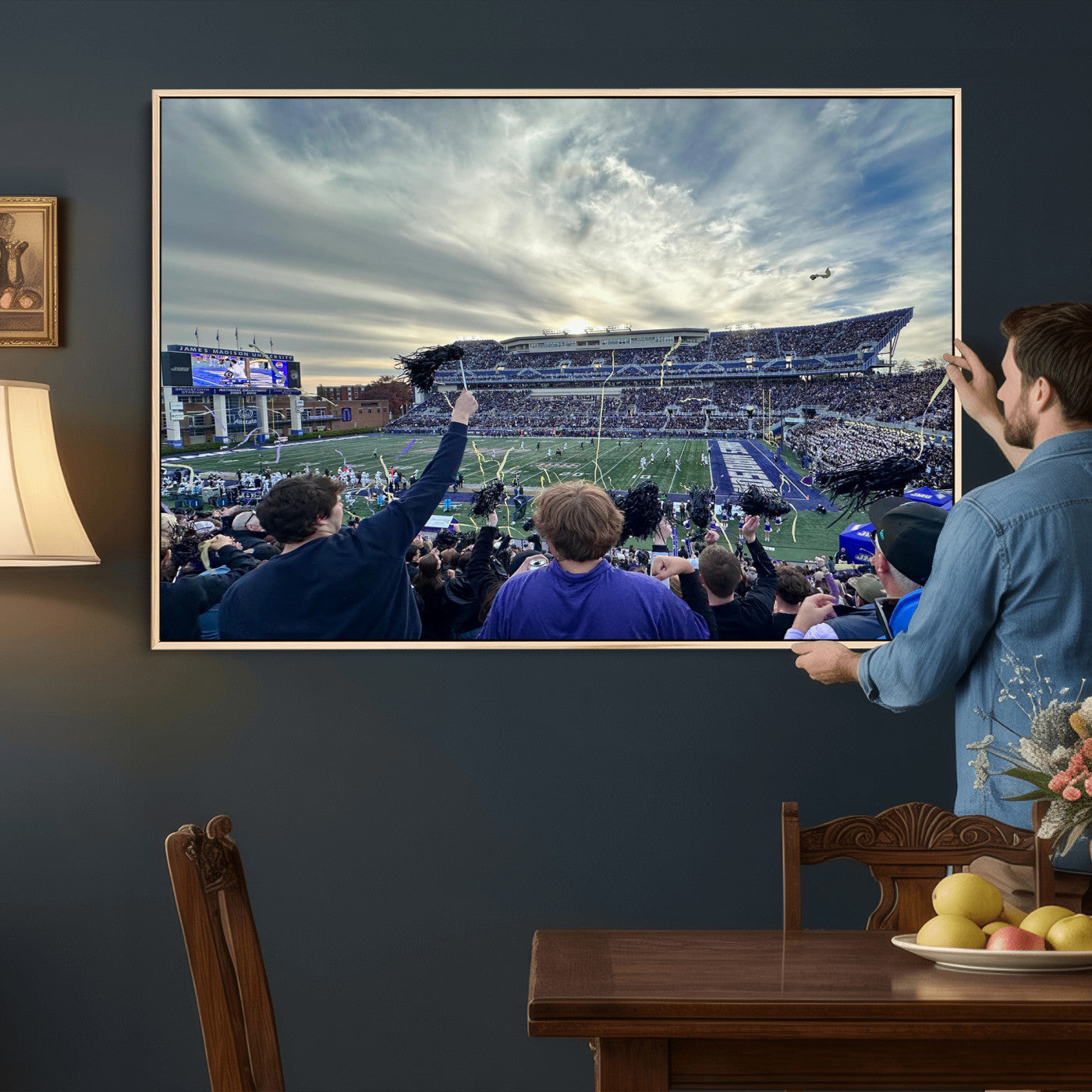 400867JMU-MGV-CV-36X24 - JMU Stadium Wall Art Canvas Print for Game Room Decor - James Madison University Stadium