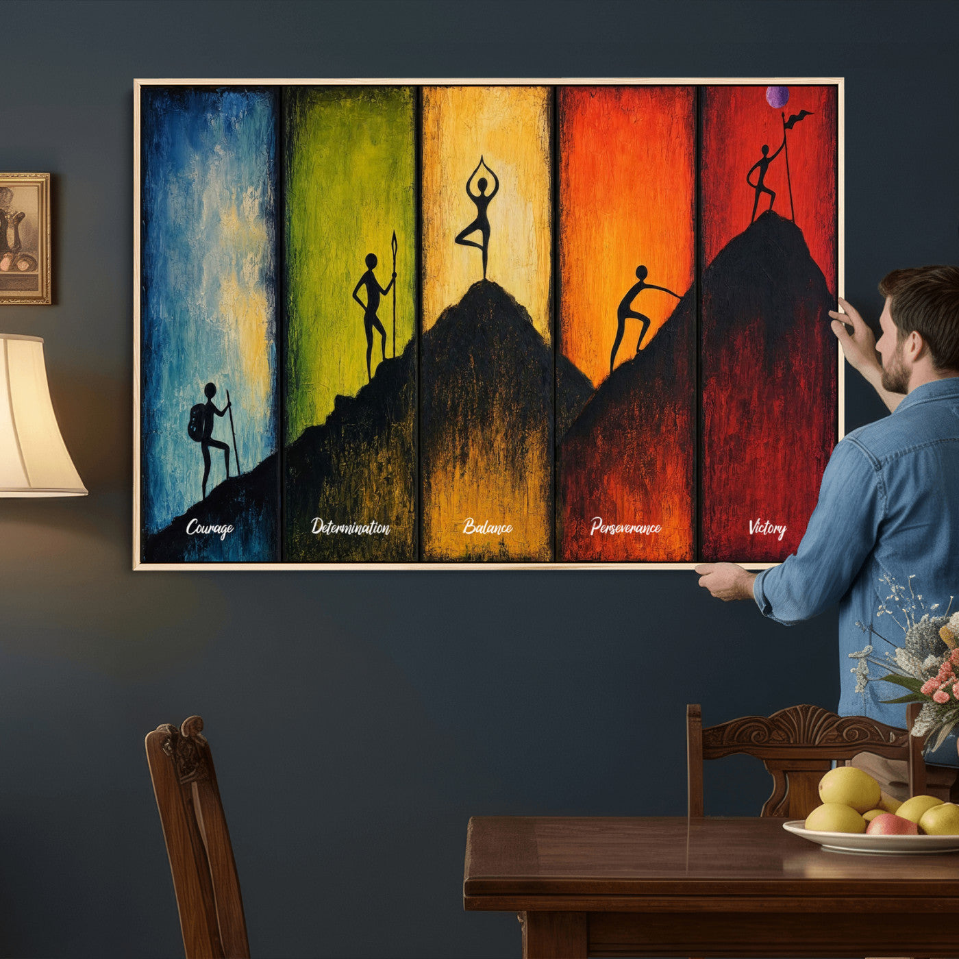 59418630-MGV-CV-36X24 - Success Journey Courage to Victory Wall Art Canvas Print - Motivational Office Decor