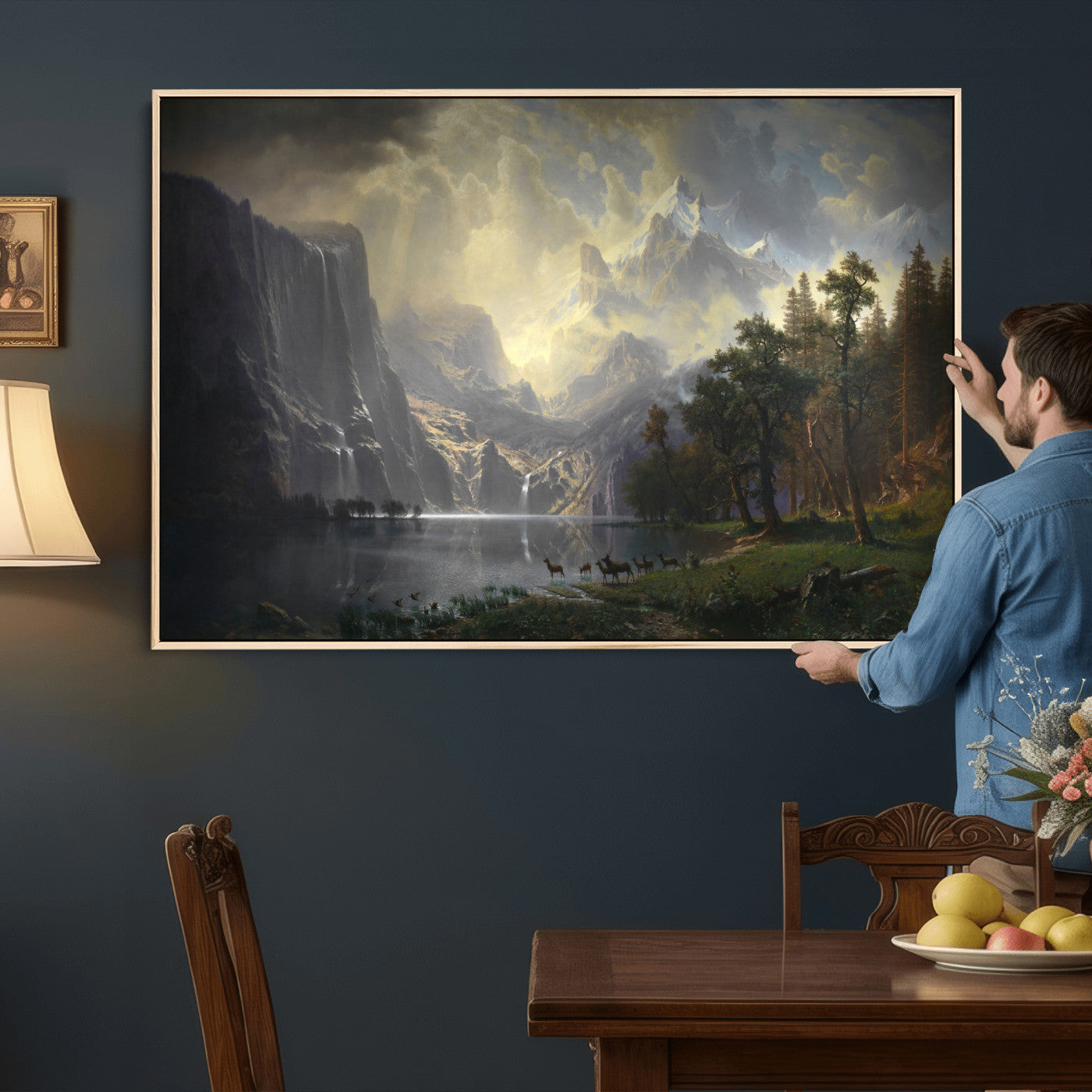 88679214-MGV-CV-36X24 - Albert Bierstadt Among the Sierra Nevada California Yosemite Wall Art Canvas Print, Classic Fine Art Painting Print