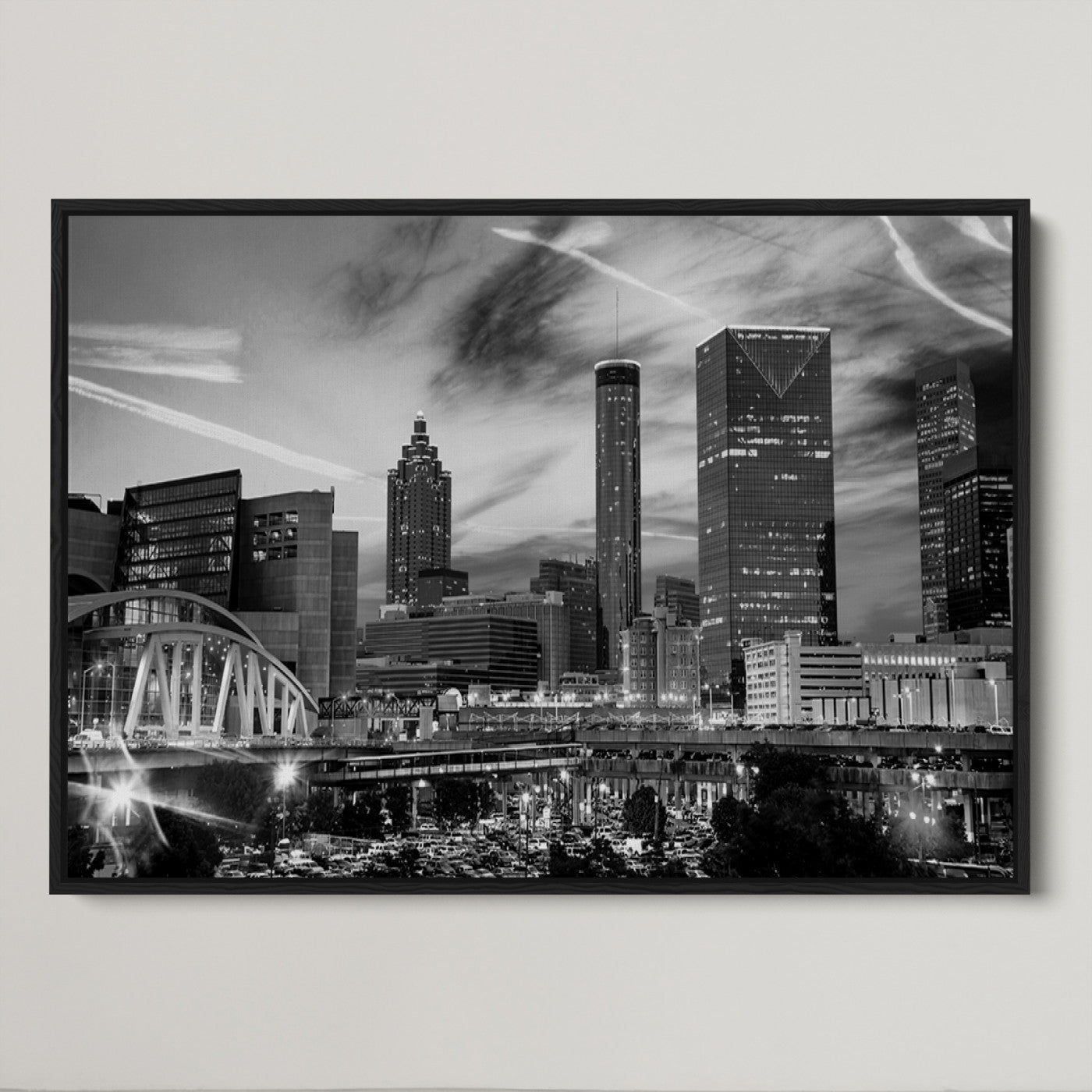 -Black and White Atlanta Wall Art Canvas Print