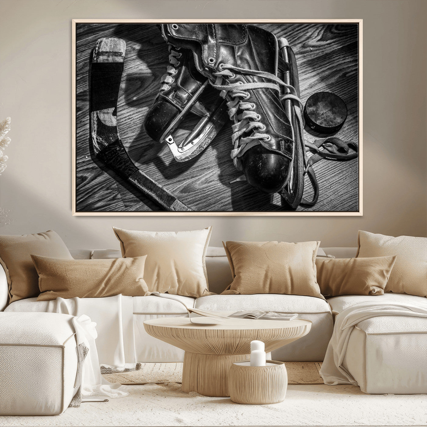 20553-MGV-CV-36X24-Old Pair of Mens Skates Wall Art Canvas, Men Skates Wall Art Print