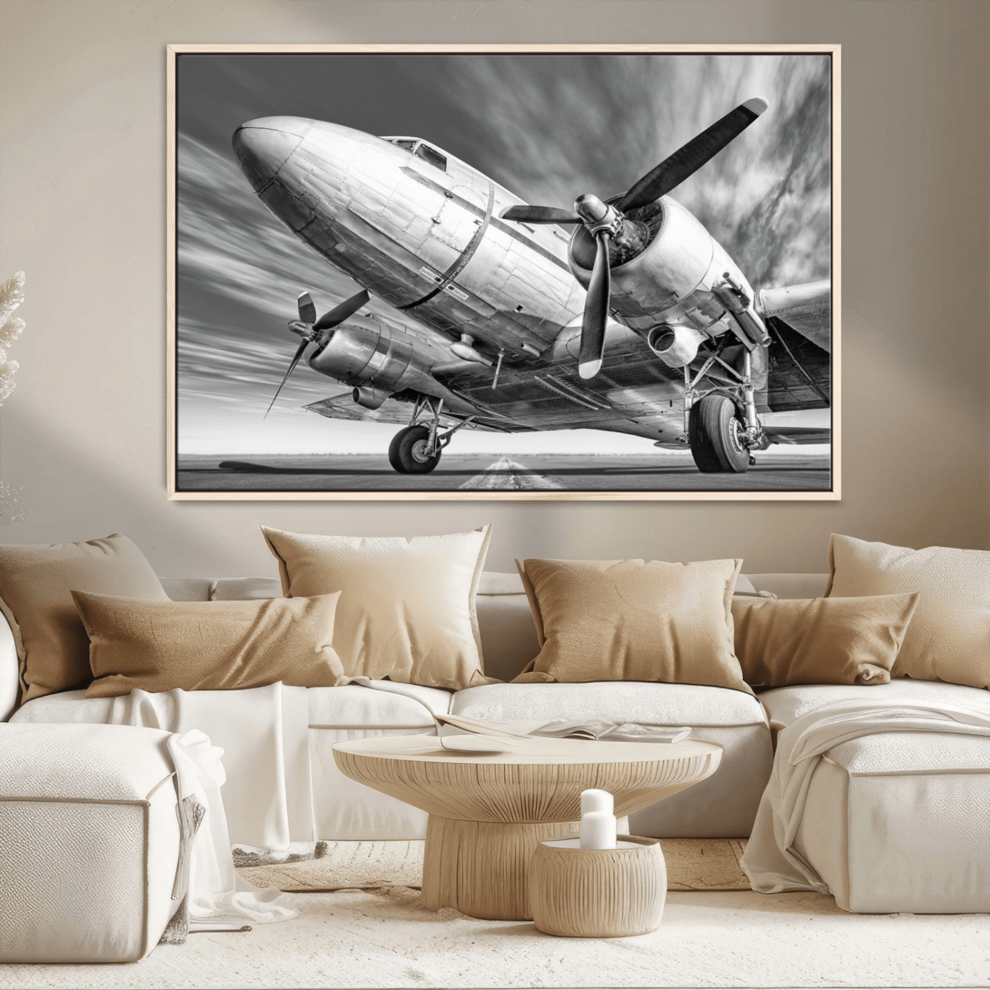 82744-MGV-CV-36X24-Vintage Airplane on Runway Canvas Print