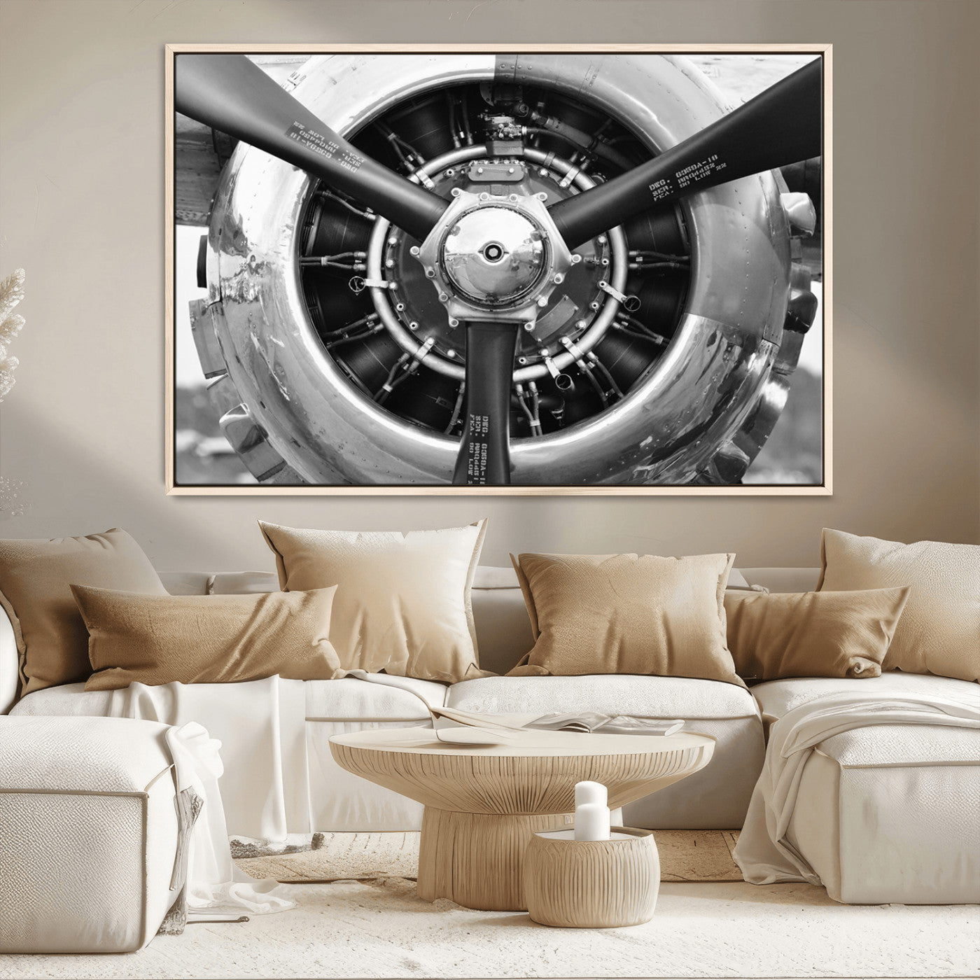 28132-MGV-FC-36X24_Natural-Vintage Airplane Wall Art Canvas Print