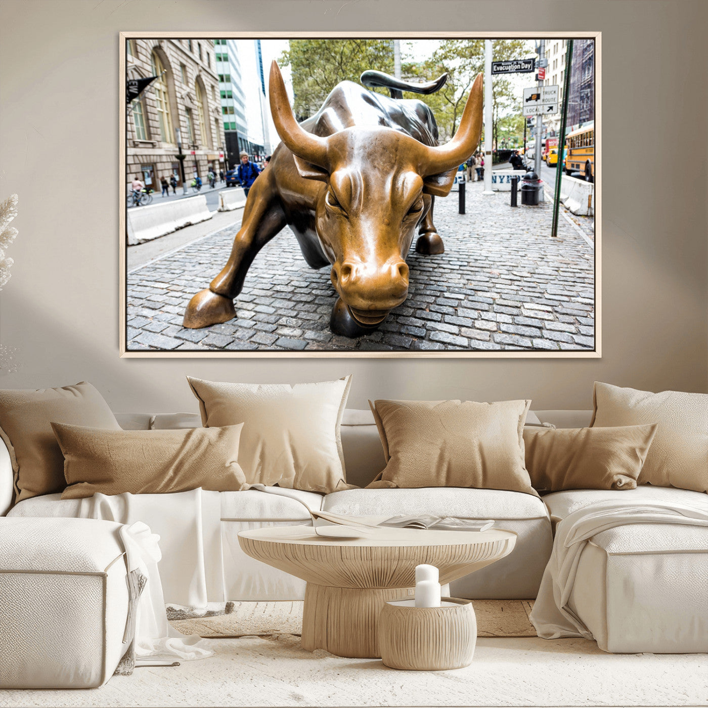 -Charging Bull Wall Art Canvas Print