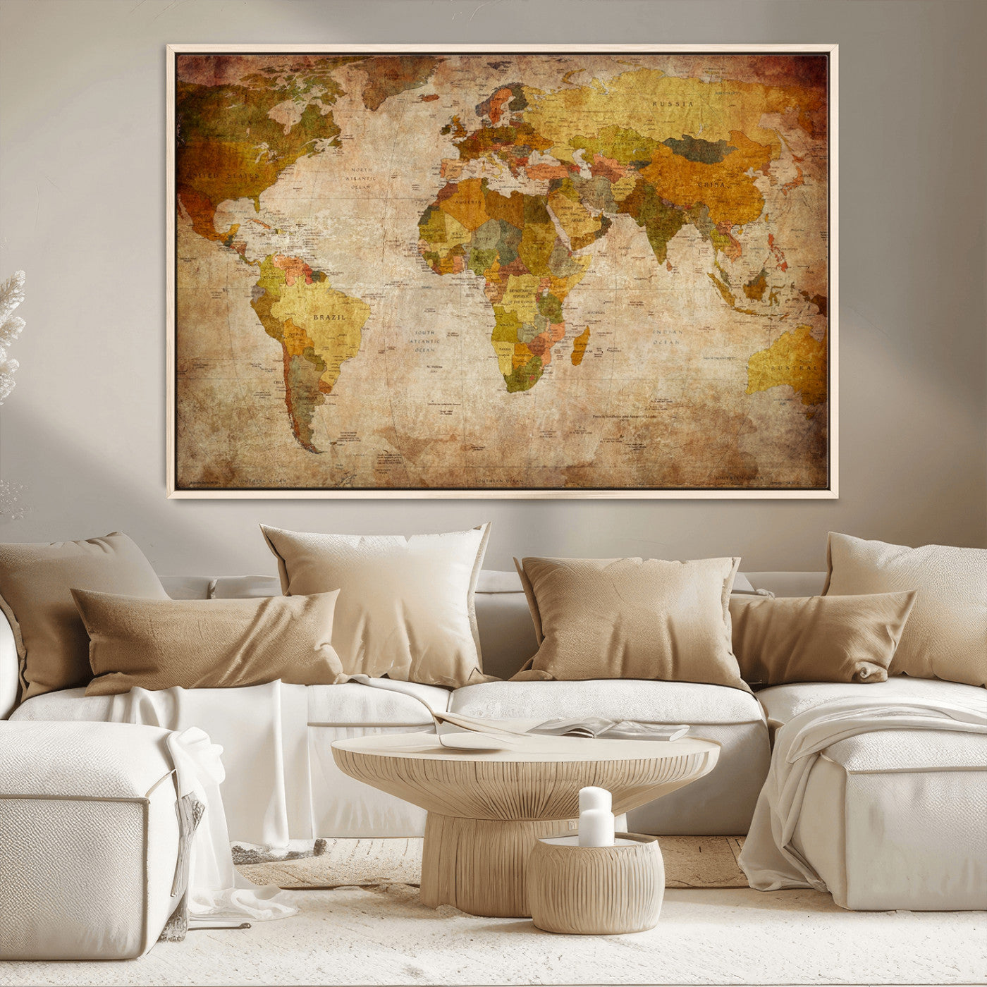 73515-MGV-CV-36X24-Push Pin World Map Canvas Print – Travel Tracker Wall Art for Couples, Perfect Anniversary Gift for Home or Office Decor