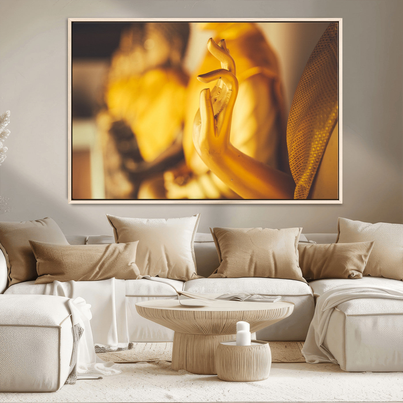 -Gold Buddha Statue Hands Wall Art Canvas Print