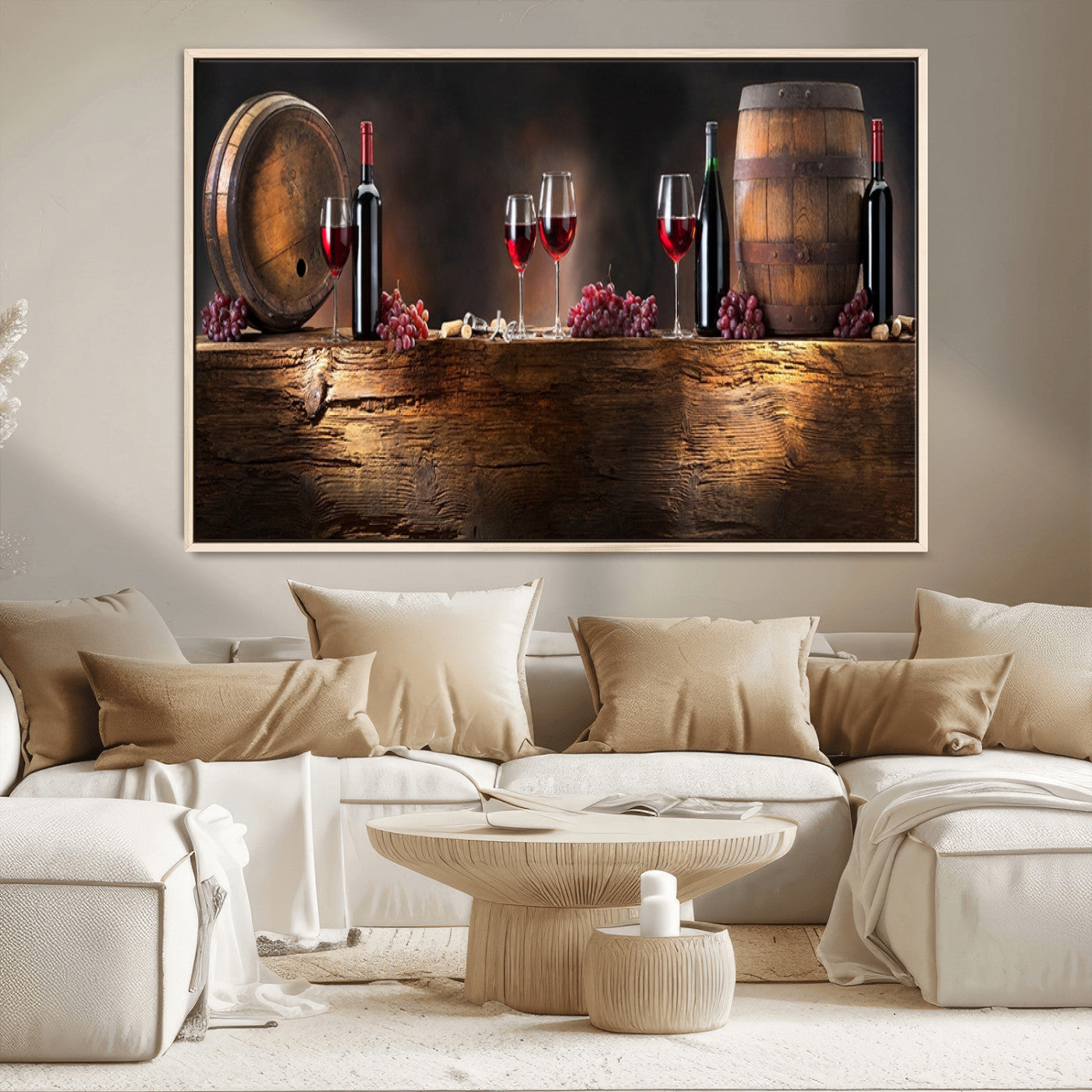 -Wine and Barrels Wall Art Canvas Print