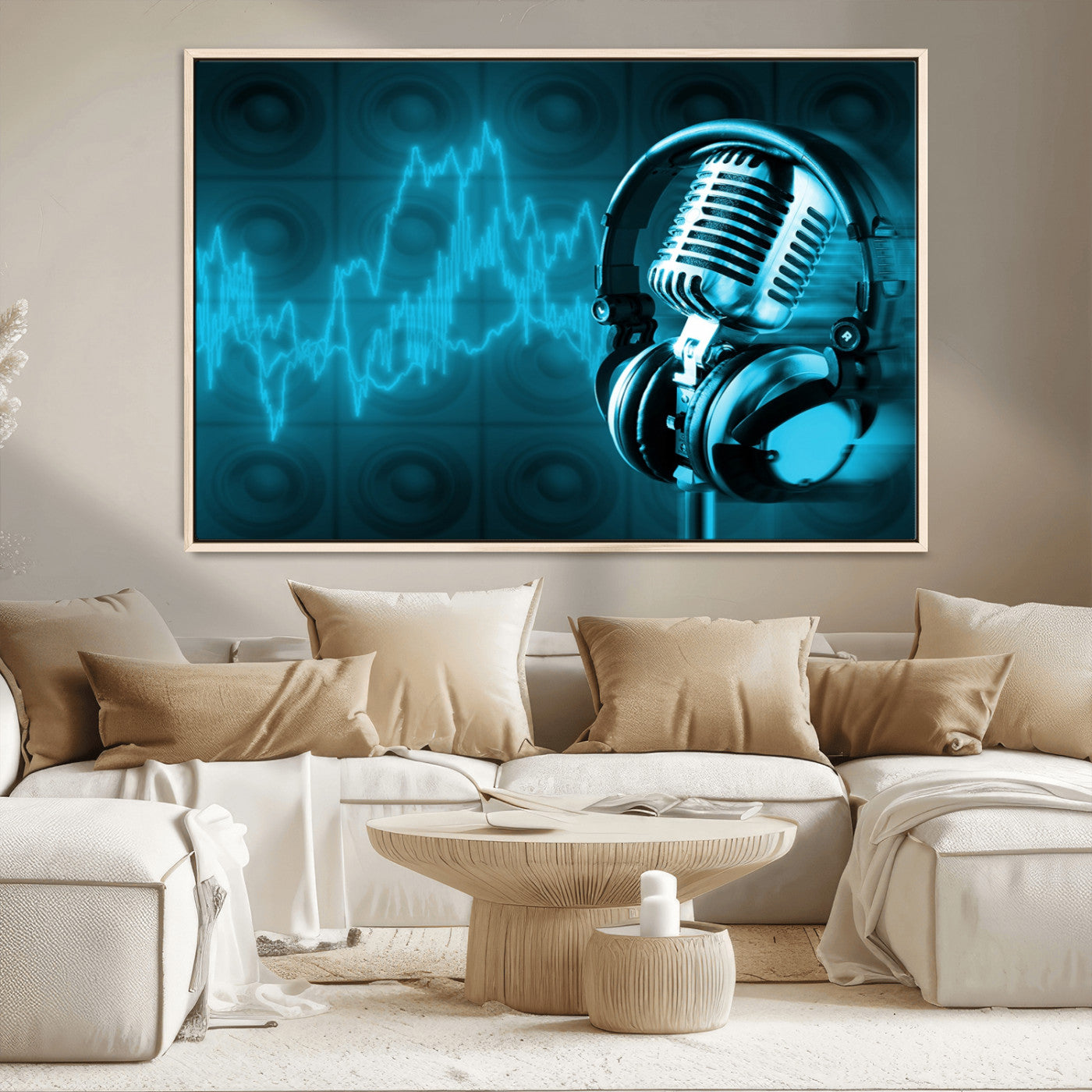 -Music and Microphone Wall Art Canvas Print