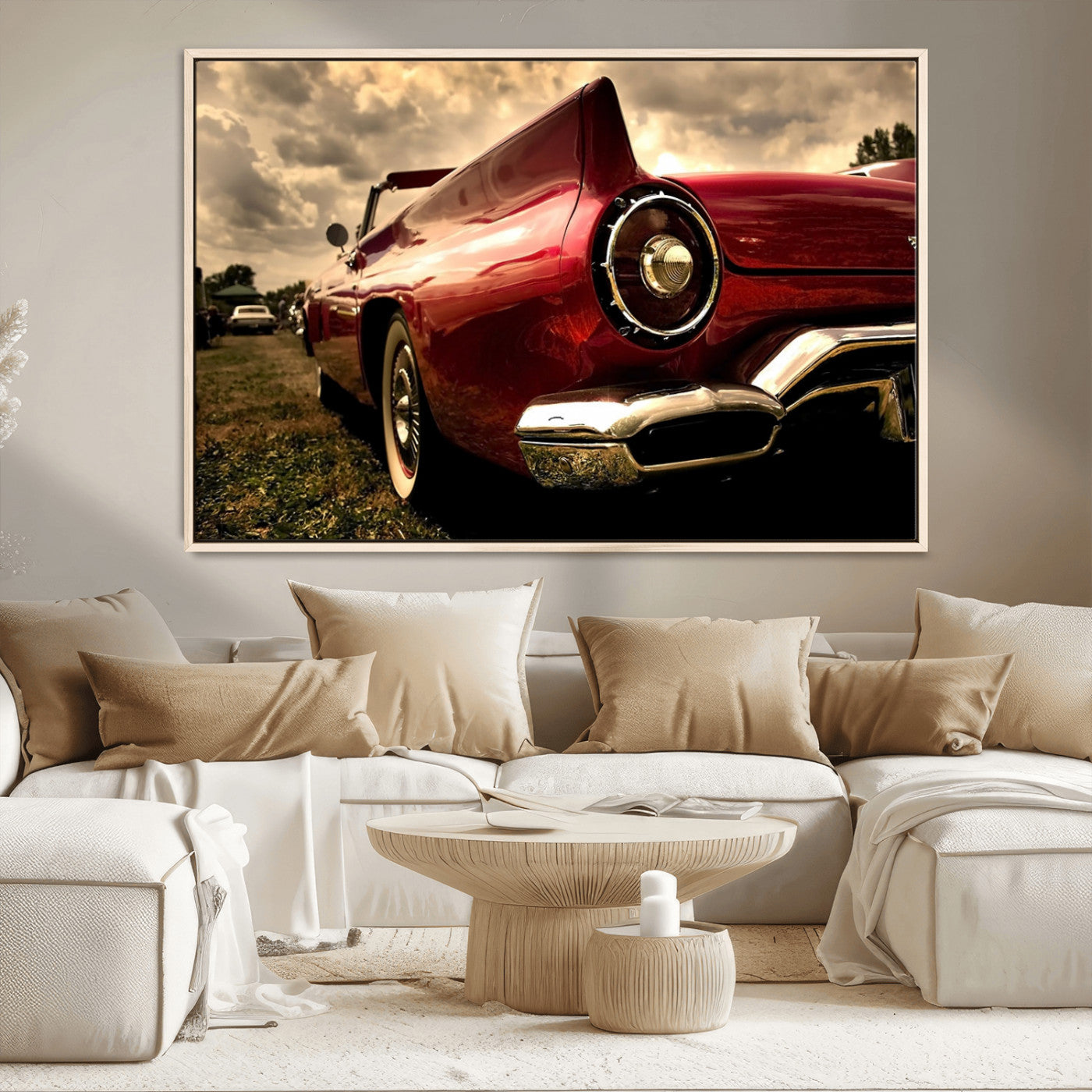 -Red Classic Car Wall Art Canvas Print