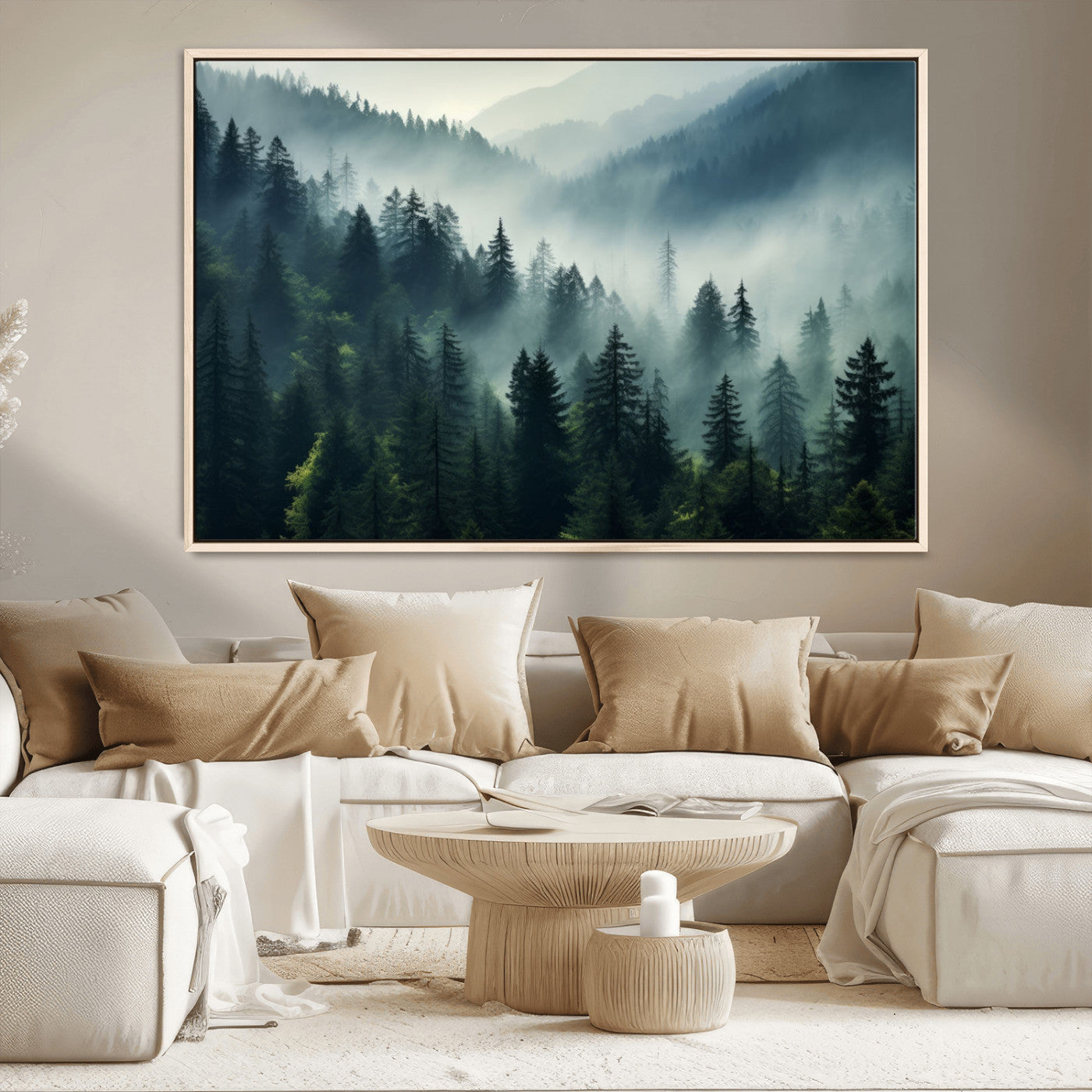 -Captivating Misty Forest Wall Art Premium Canvas Print a Foggy and Serene Atmosphere Art