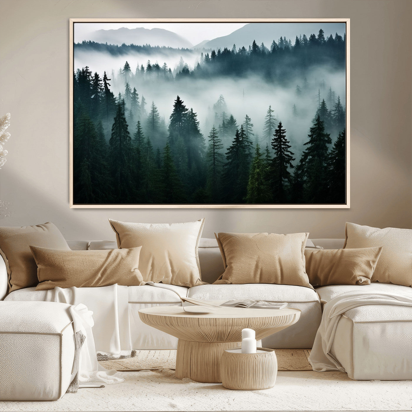 -Captivating Misty Forest Wall Art Canvas, Premium Canvas Print a Foggy and Serene Atmosphere