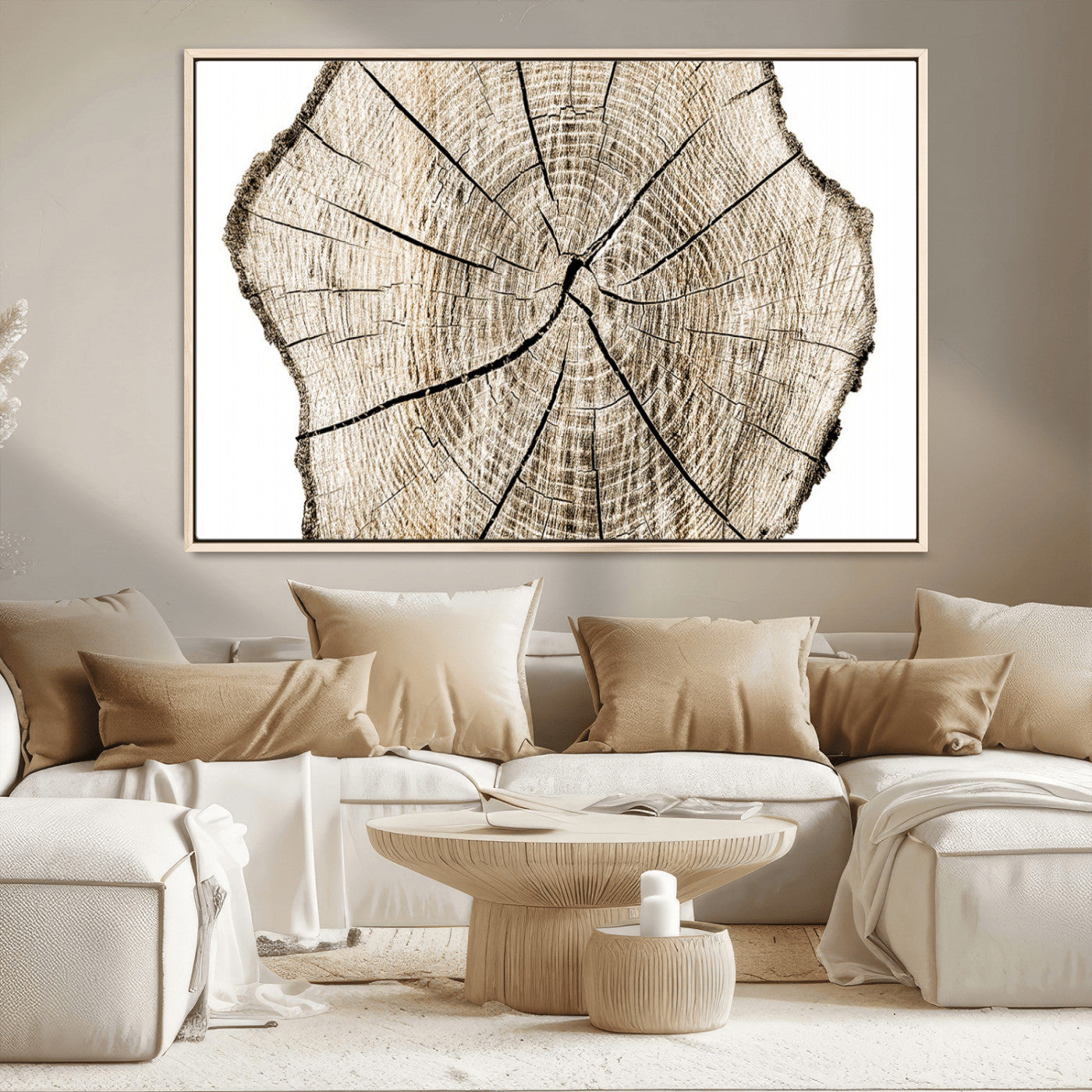 12450-MGV-FC-36X24_Natural-Abstract Wood Tree Ring Wall Art - Ready to Hang Minimalist Wooden Design for Rustic & Contemporary