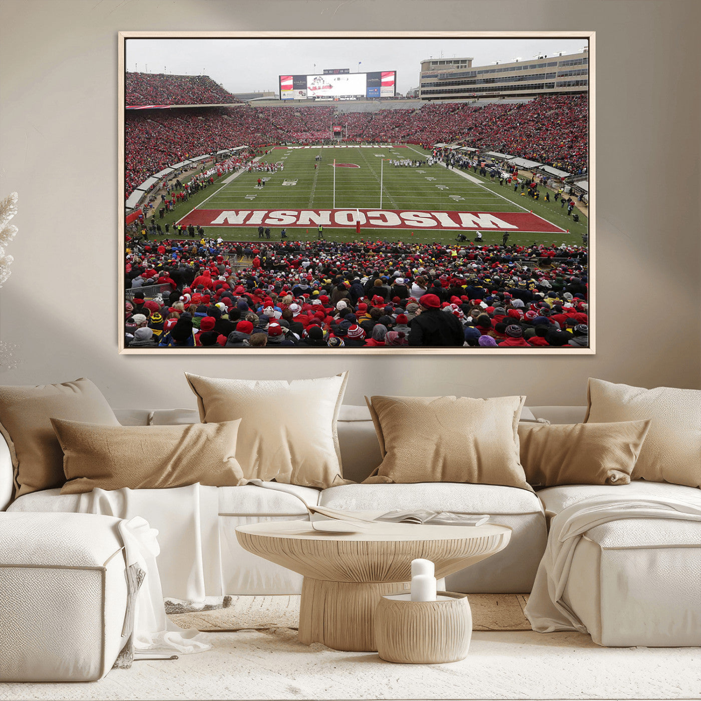 23461-MGV-CV-36X24-Wisconsin Badgers Team Print Canvas - Madison Camp Randall Stadium Wall Art Canvas Print