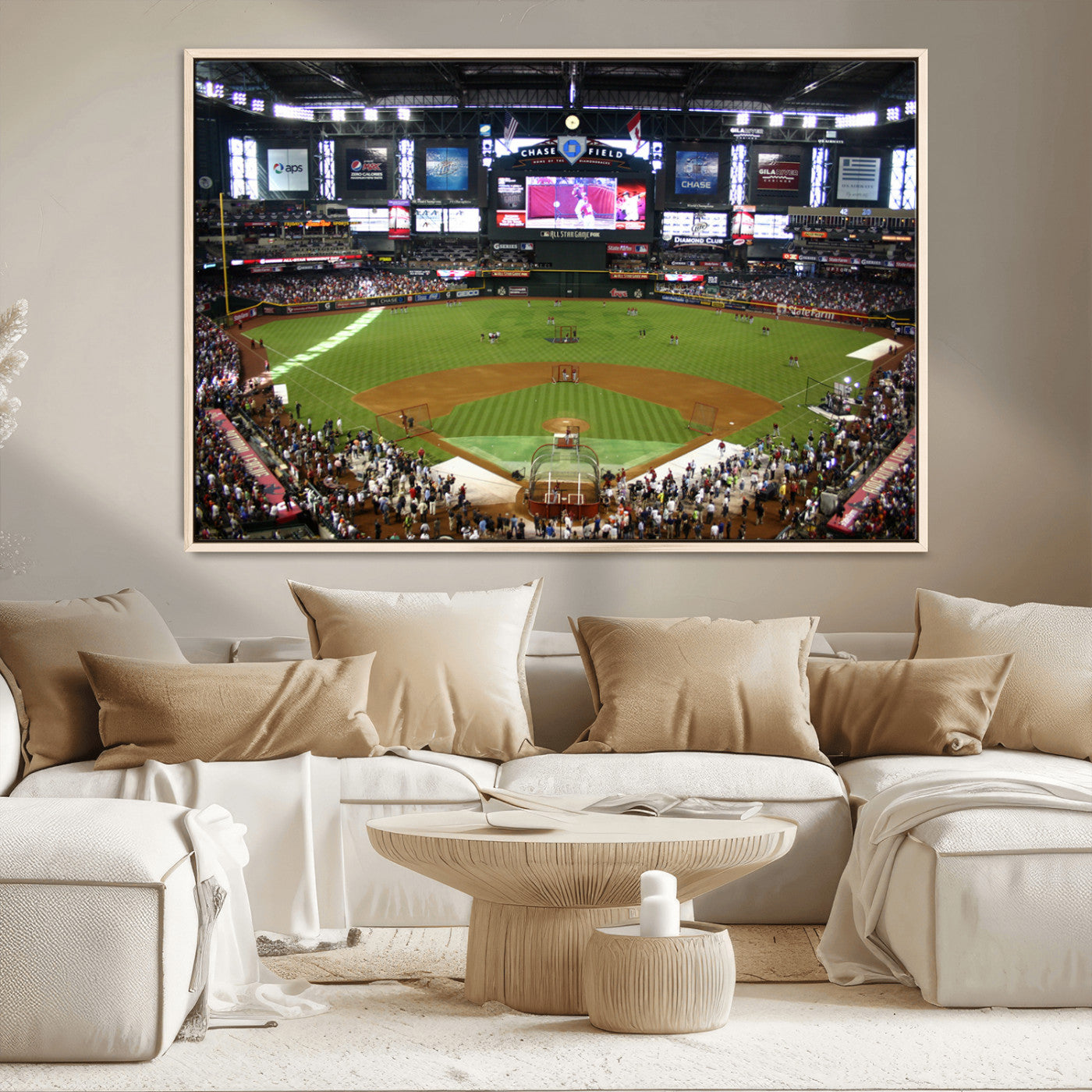 91630-MGV-CV-36X24-Arizona Diamondbacks Baseball Team Print - Phoenix Chase Field Baseball Stadium Wall Art Canvas