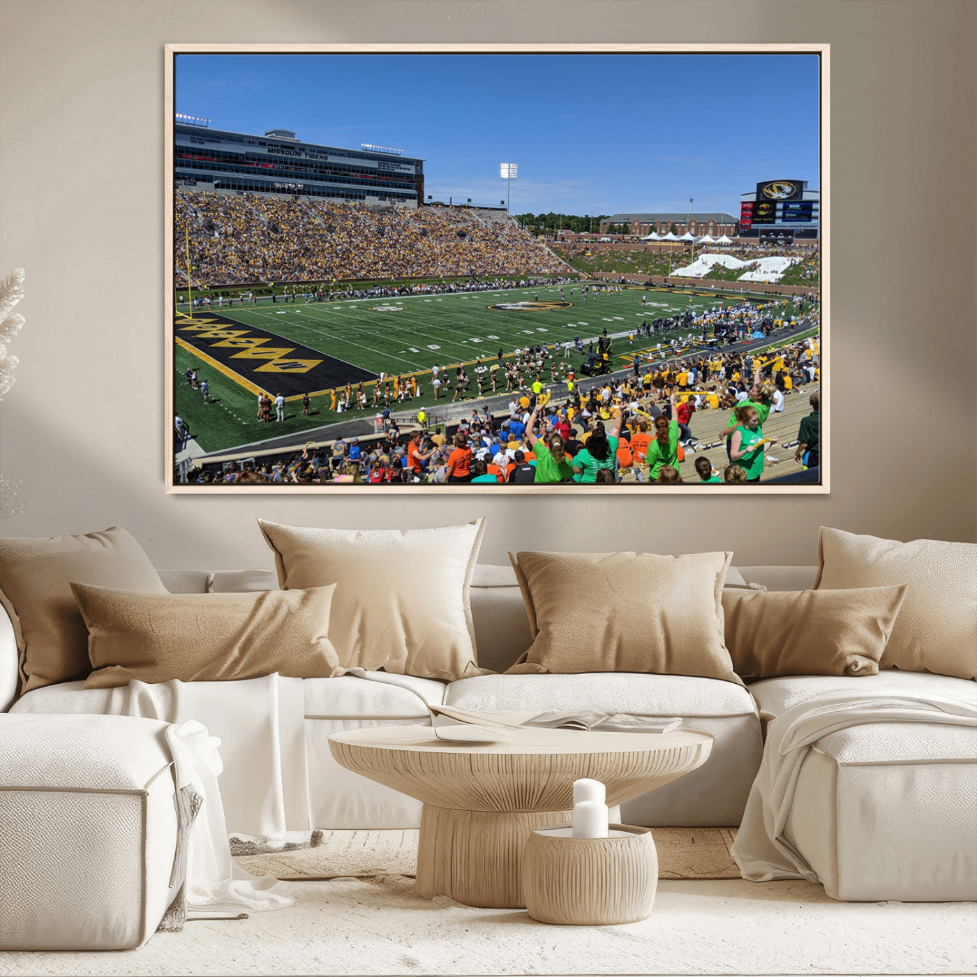 38399-MGV-CV-36X24-University of Missouri Tigers Football Team Print - Columbia Faurot Field Memorial Stadium Wall Art