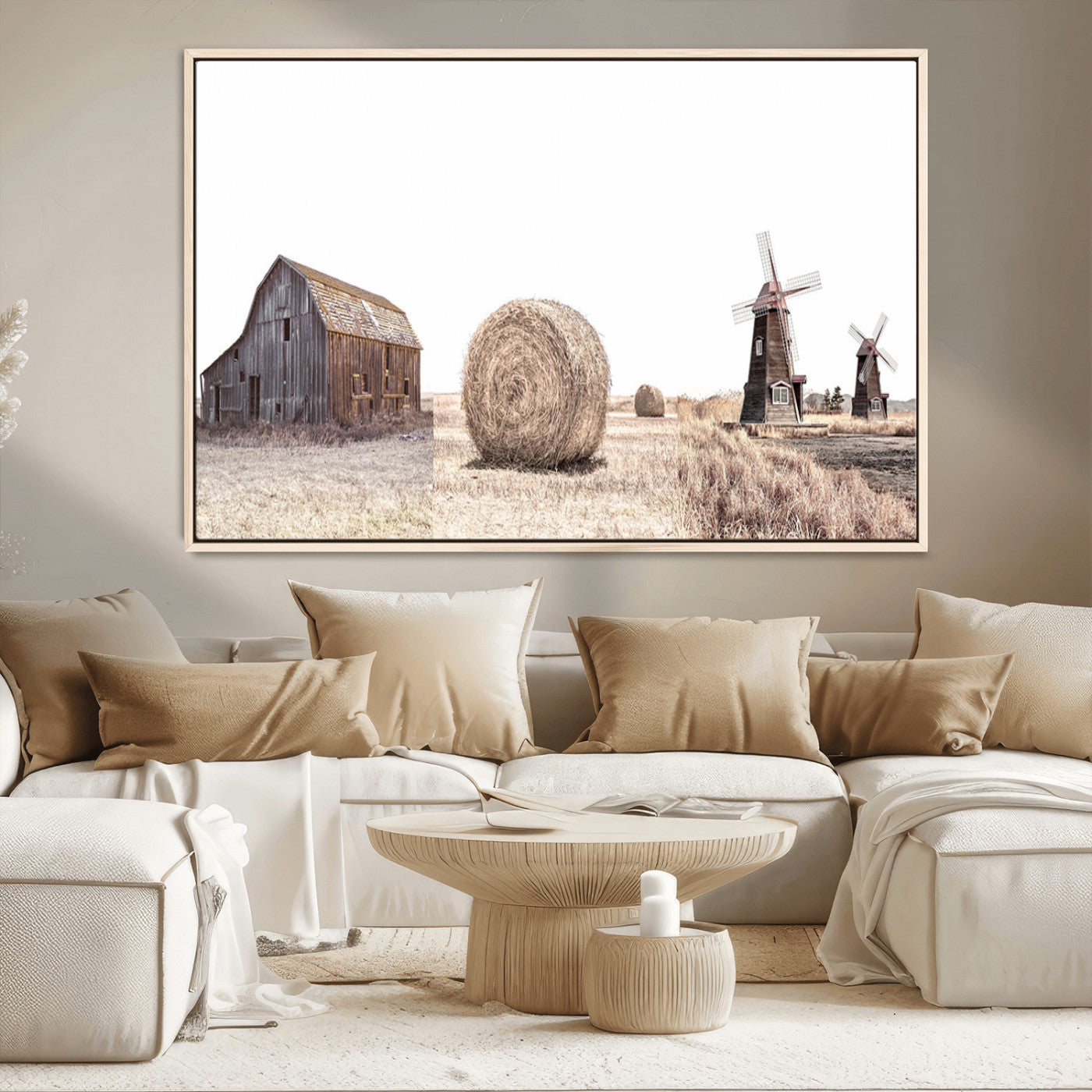 94971-MGV-CV-36X24-Farm Prints Set, Set of 3 Farmhouse Wall Art, Country House Decor, Barn Print, Wheat Print,