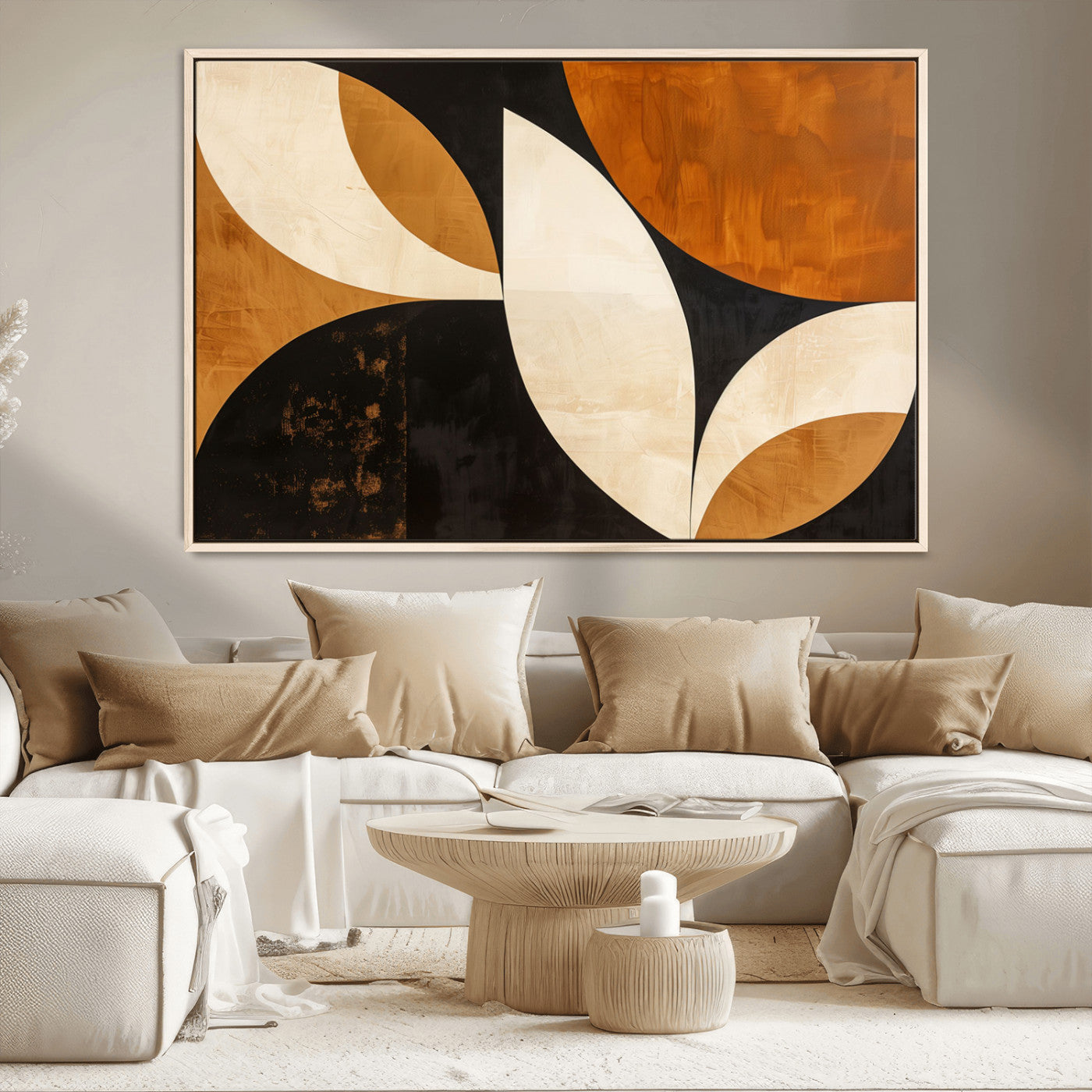 21251-MGV-CV-36X24-Geometric Abstract Wall Art Canvas Print, Mid Century Modern Wall Art Print