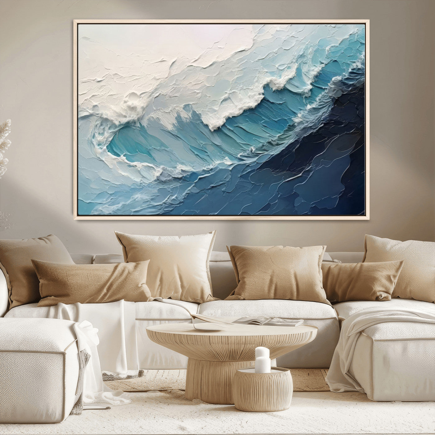 23887-MGV-CV-36X24-Ocean Wave Canvas Wall Art Print – Coastal Living Room Large Ocean Wave Seascape Wall Art for Home, Office, Living Room