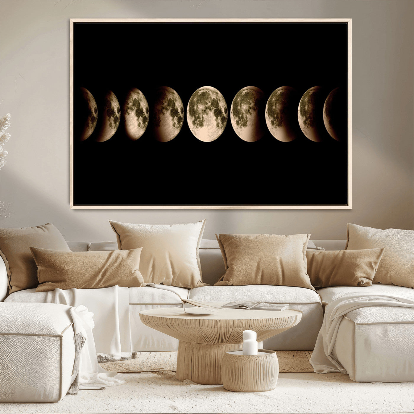 -Phases of the Moon Wall Art | Canvas Print for Modern Wall Decor | Ready to Hang and Framed