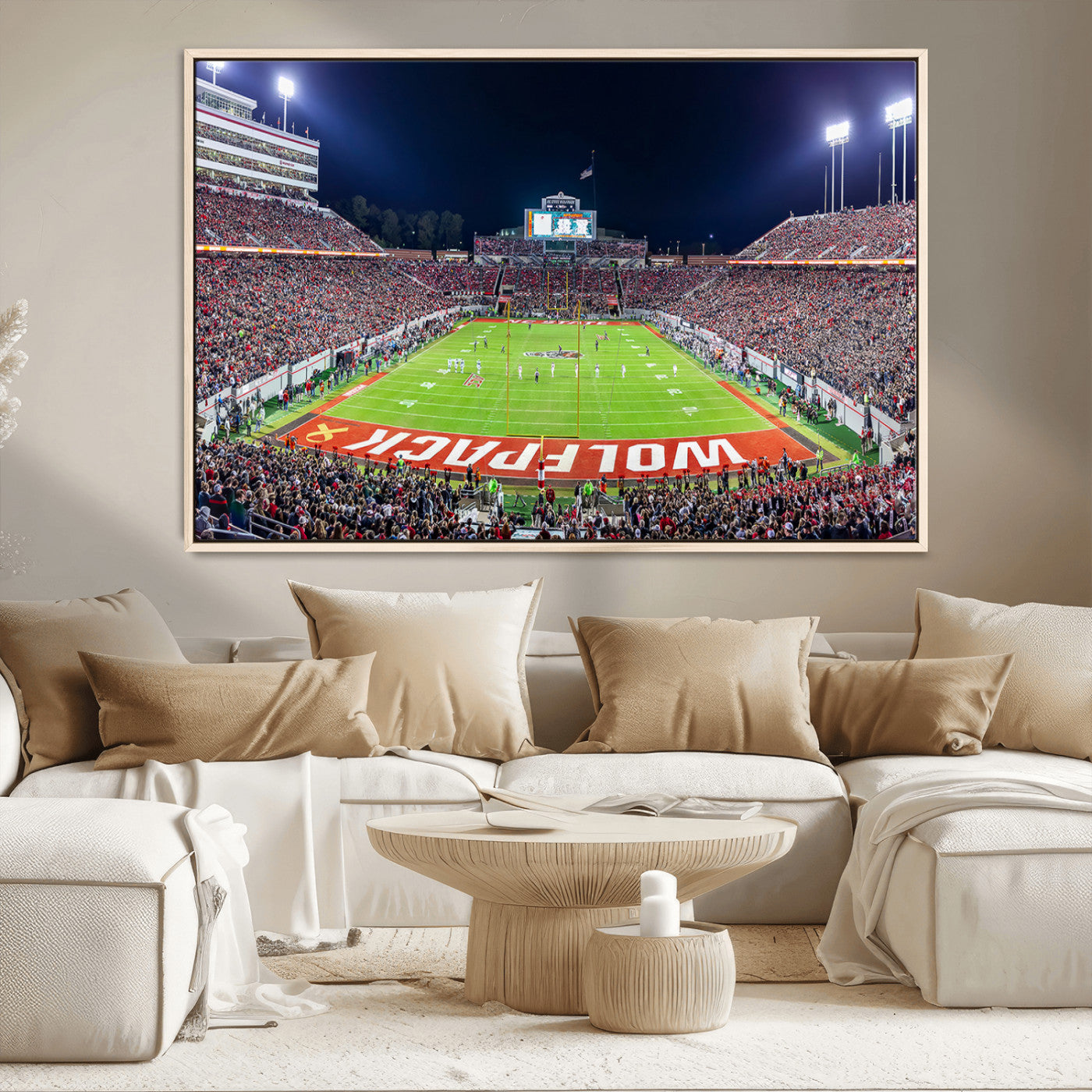 80943-MGV-CV-36X24-Wolfpack Football Team Print - Raleigh Carter-Finley Stadium Wall Art Canvas Print
