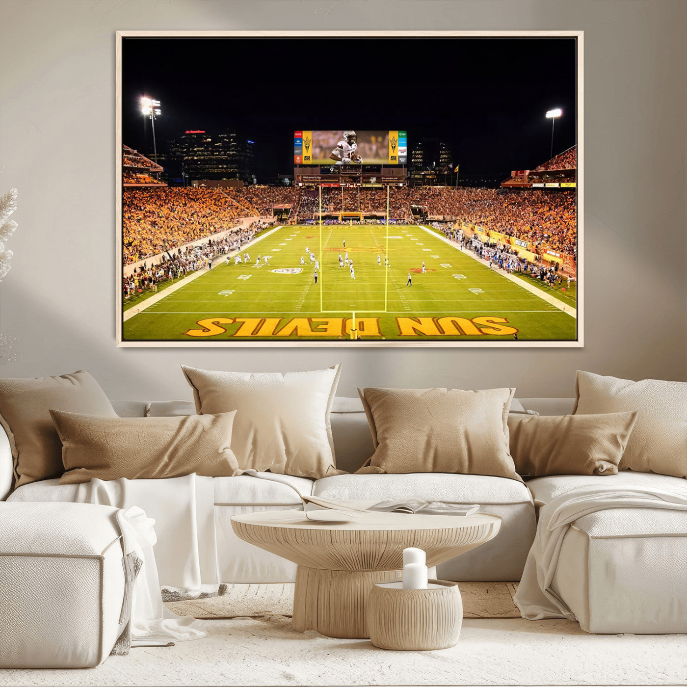87612-MGV-CV-36X24-ASU Sun Devils Football Team Print - Phoenix Mountain America Stadium Canvas Print