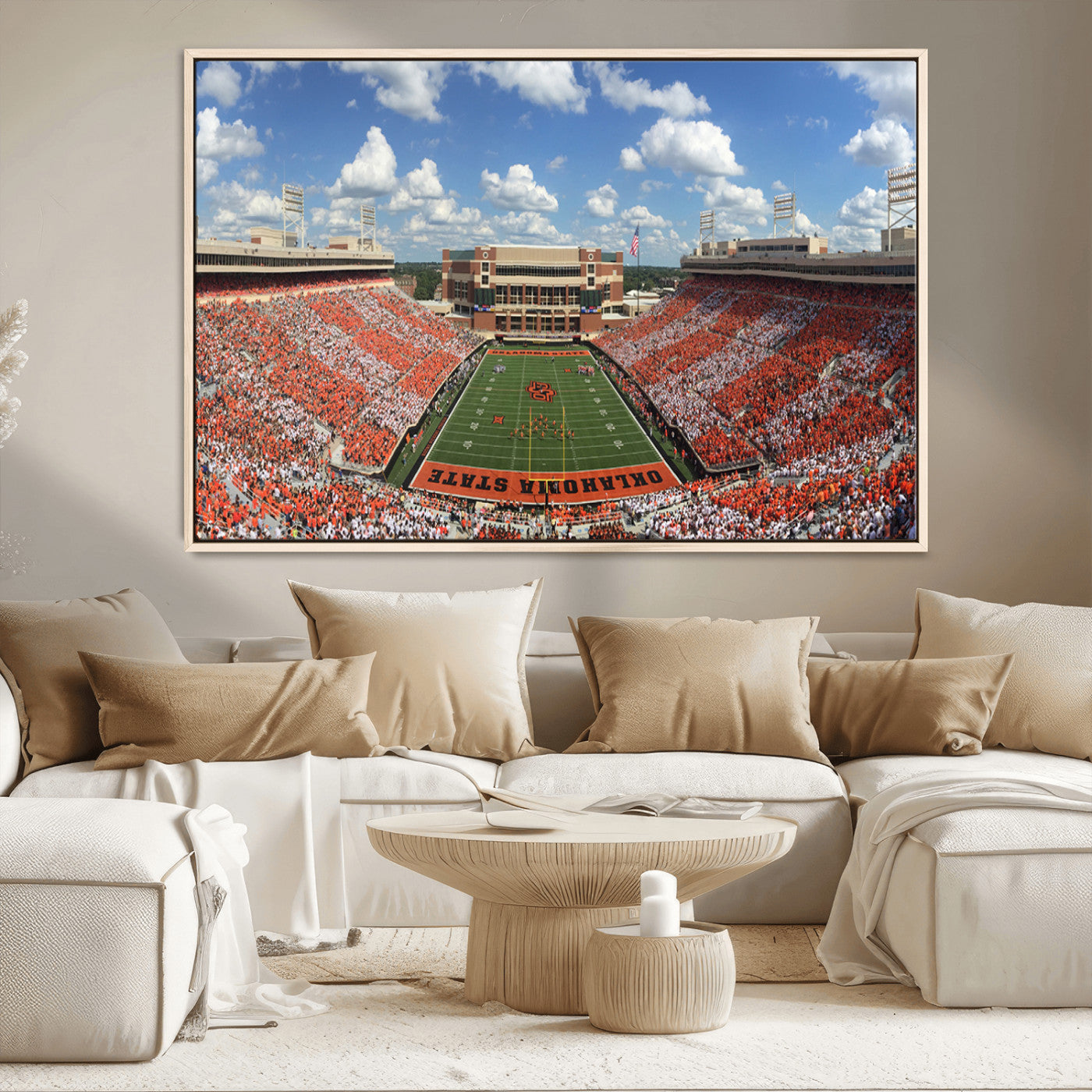 65192-MGV-CV-36X24-Oklahoma State Cowboys Football Team Print - Stillwater Boone Pickens Stadium Wall Art Canvas Print